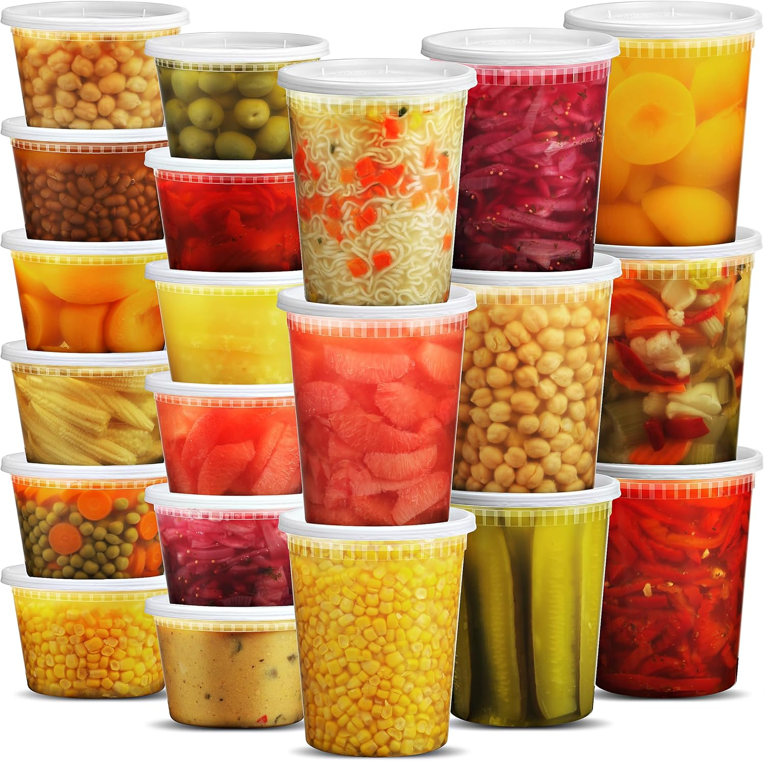Deli Food Containers with 54 Lids - (48 Sets) 24-32 Oz Quart Size & 24-16 Oz Pint Size for Airtight Takeout Meal Prep Storage, Bpa-Free, Dishwasher, Microwave Safe