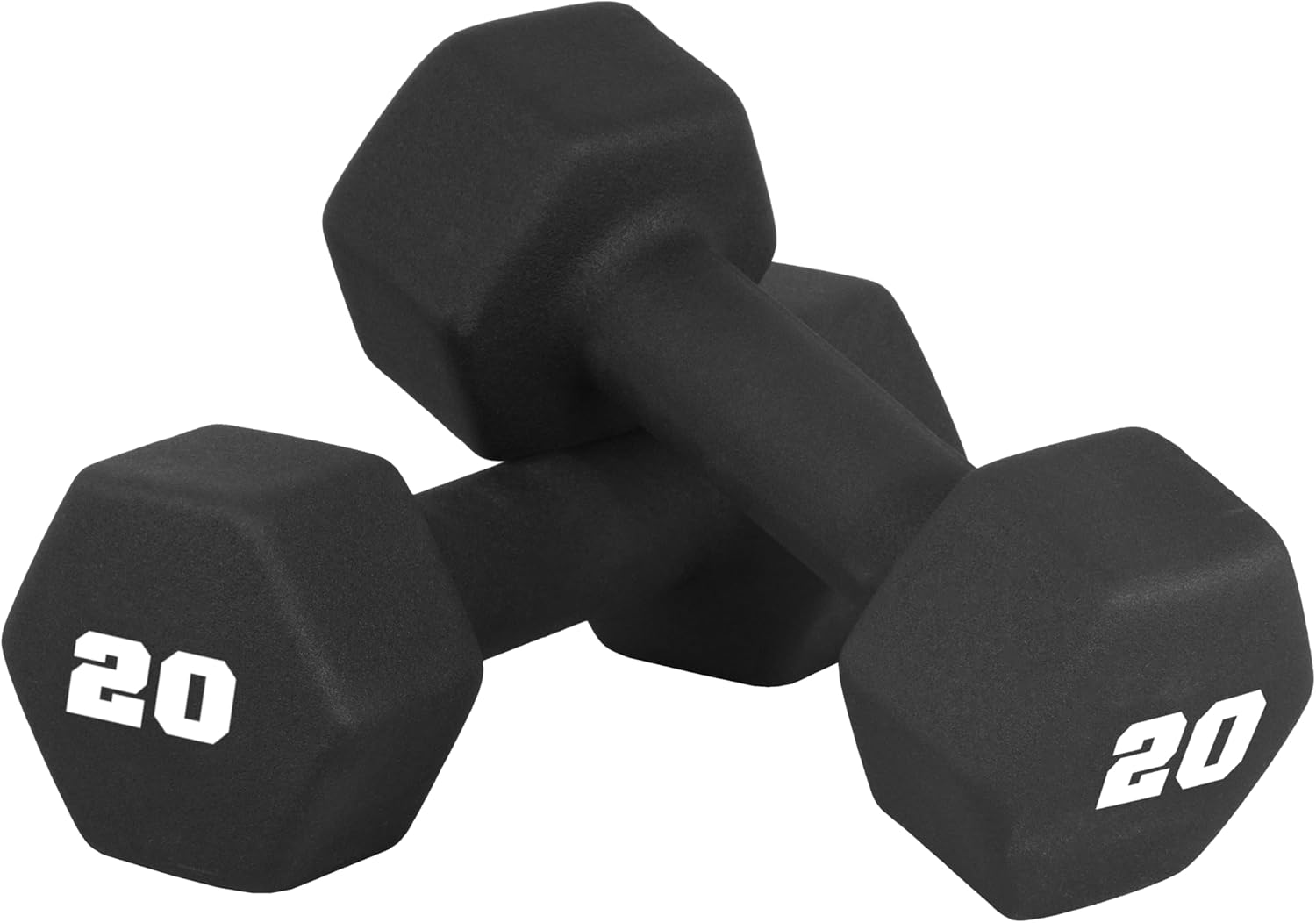 20 LB Neoprene Dumbbell Hand Weights - Pair | Black