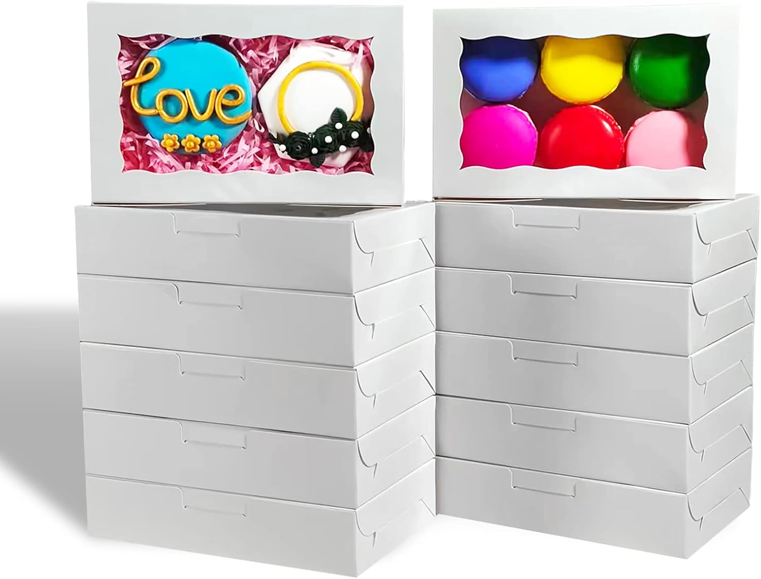 RomanticBaking 50 Pack DIY Assembly White 7 x 4 3/8 x 1½ inches Cookies Boxes... - Picture 11 of 19