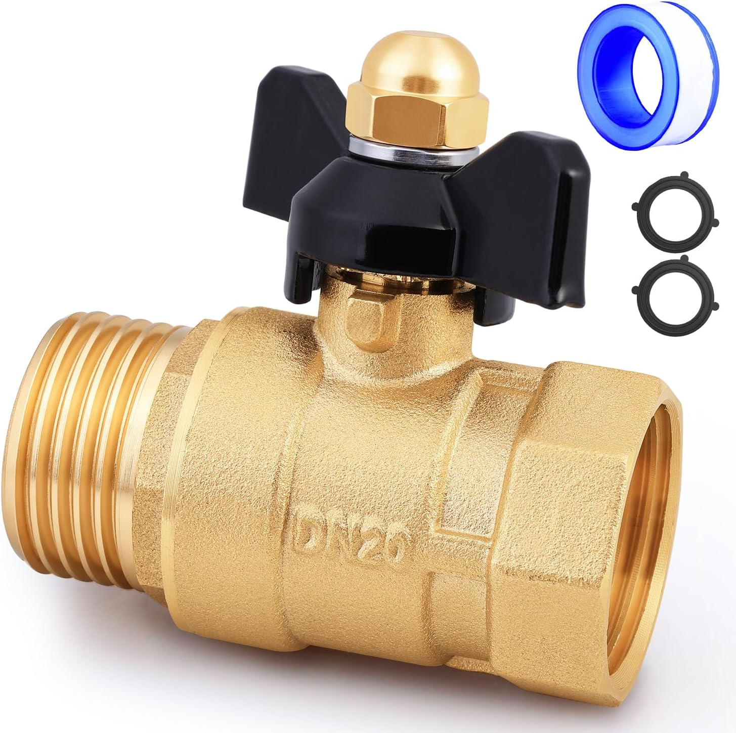 Brass Garden Hose Shut off Valve Full Flow, No Restricted-Flow Water Shut-Off Connector, 3/4