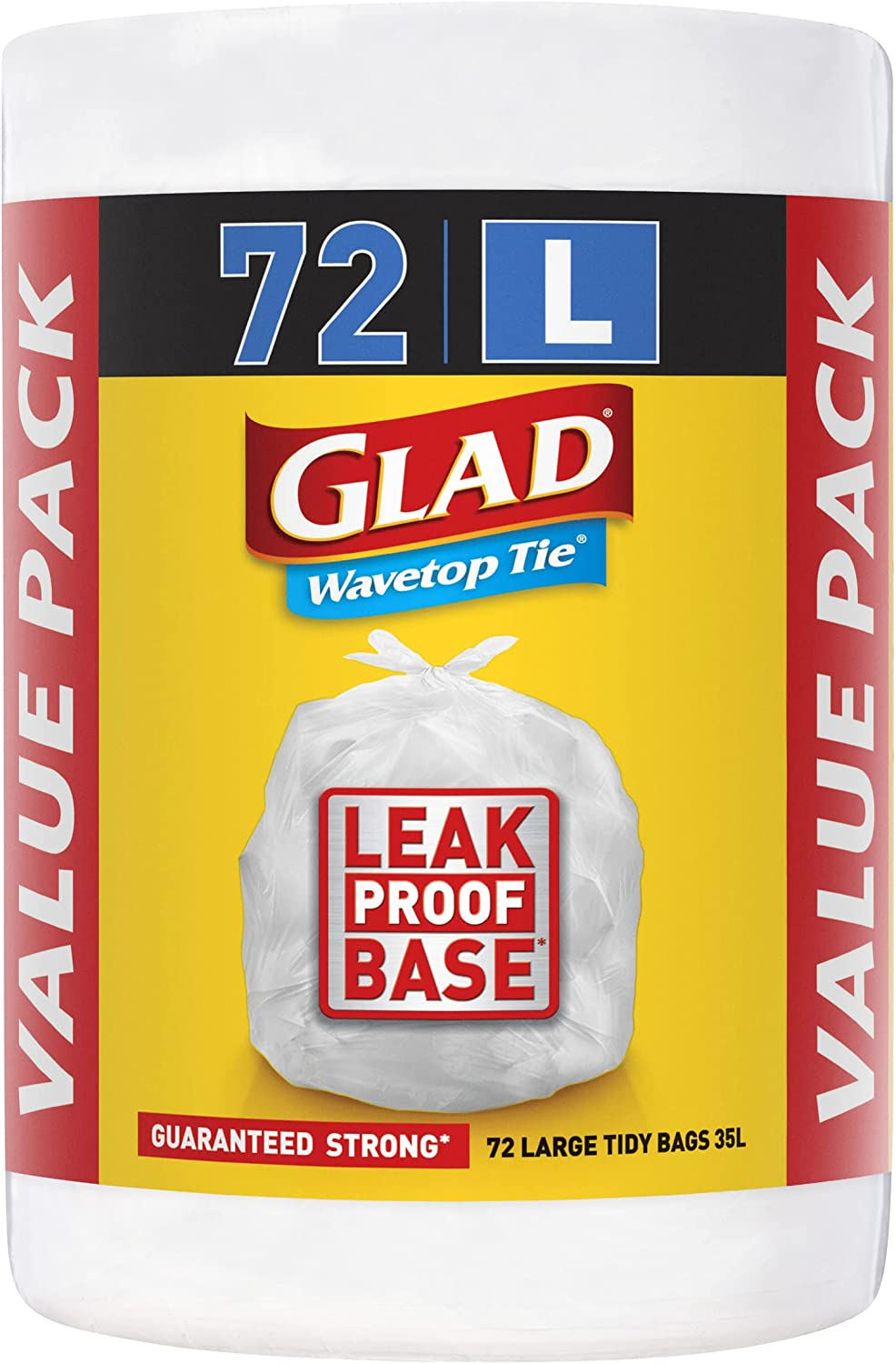 Wavetop Tie Kitchen Tidy Bags, 72 Large Garbage Bags, Large Size Fits 35L Bin, 72 Count