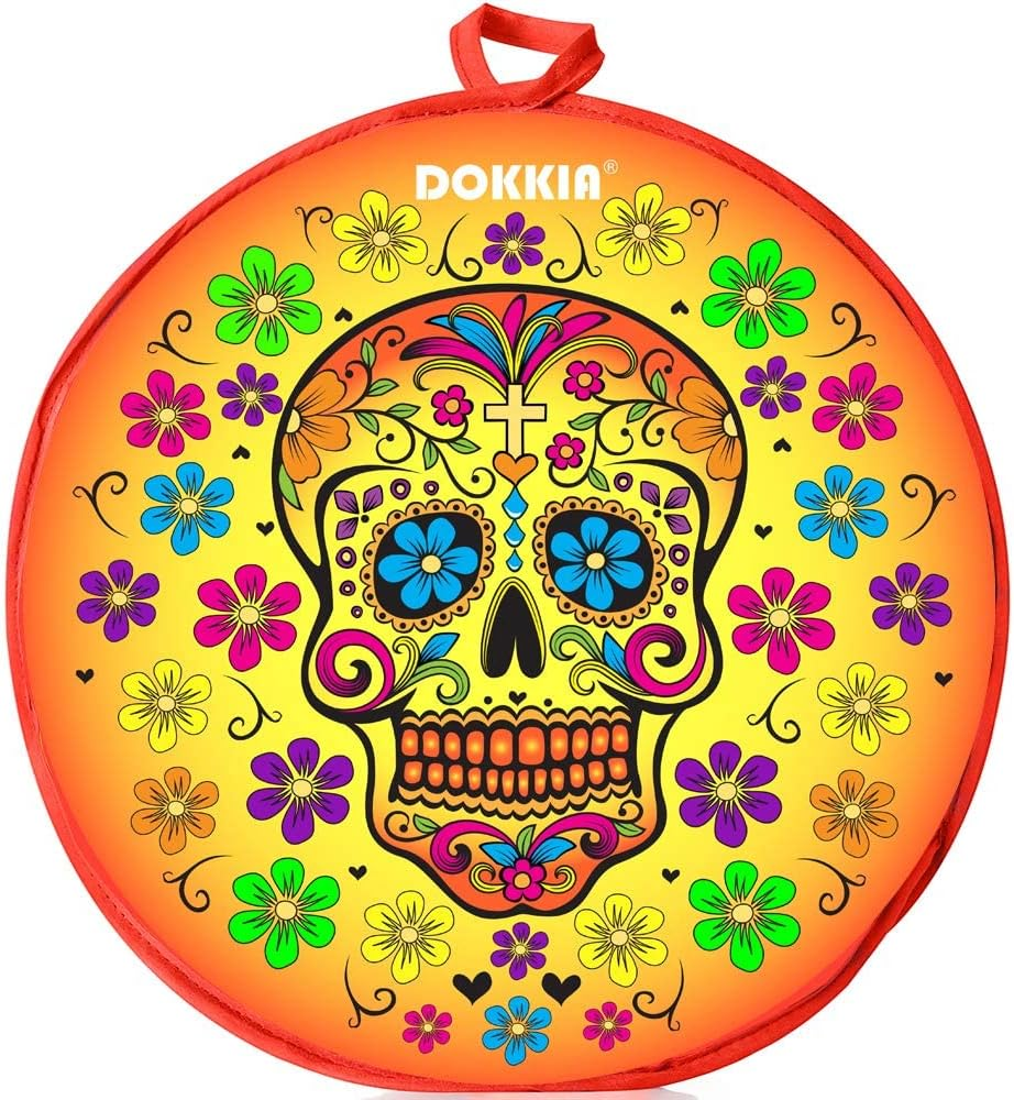 Tortilla Warmer Taco 12 Inch Insulated Cloth Pouch Microwavable Use Fabric Bag Servers Holder to Keep Flour Burrito Warm Sugar Skull Day of the Dead Dia De Los Muertos Halloween Cinco De Mayo