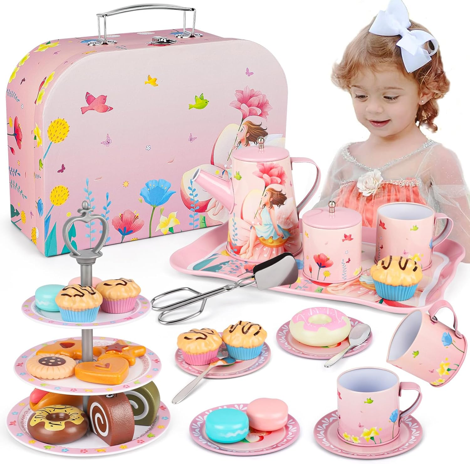Kids Tea Party Set for Little Girls Birthday Gift Toys for