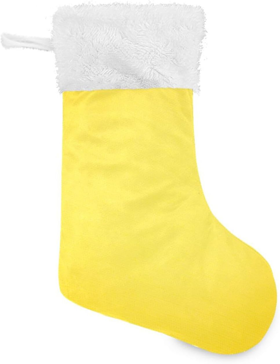 Yellow Solid Color Christmas Stocking 1 Pack, Large Xmas Tree Fireplace Hanging Stockings with Plush Fur Cuff for Family Holiday Party Decor Xmas Gifts, 18 Inch