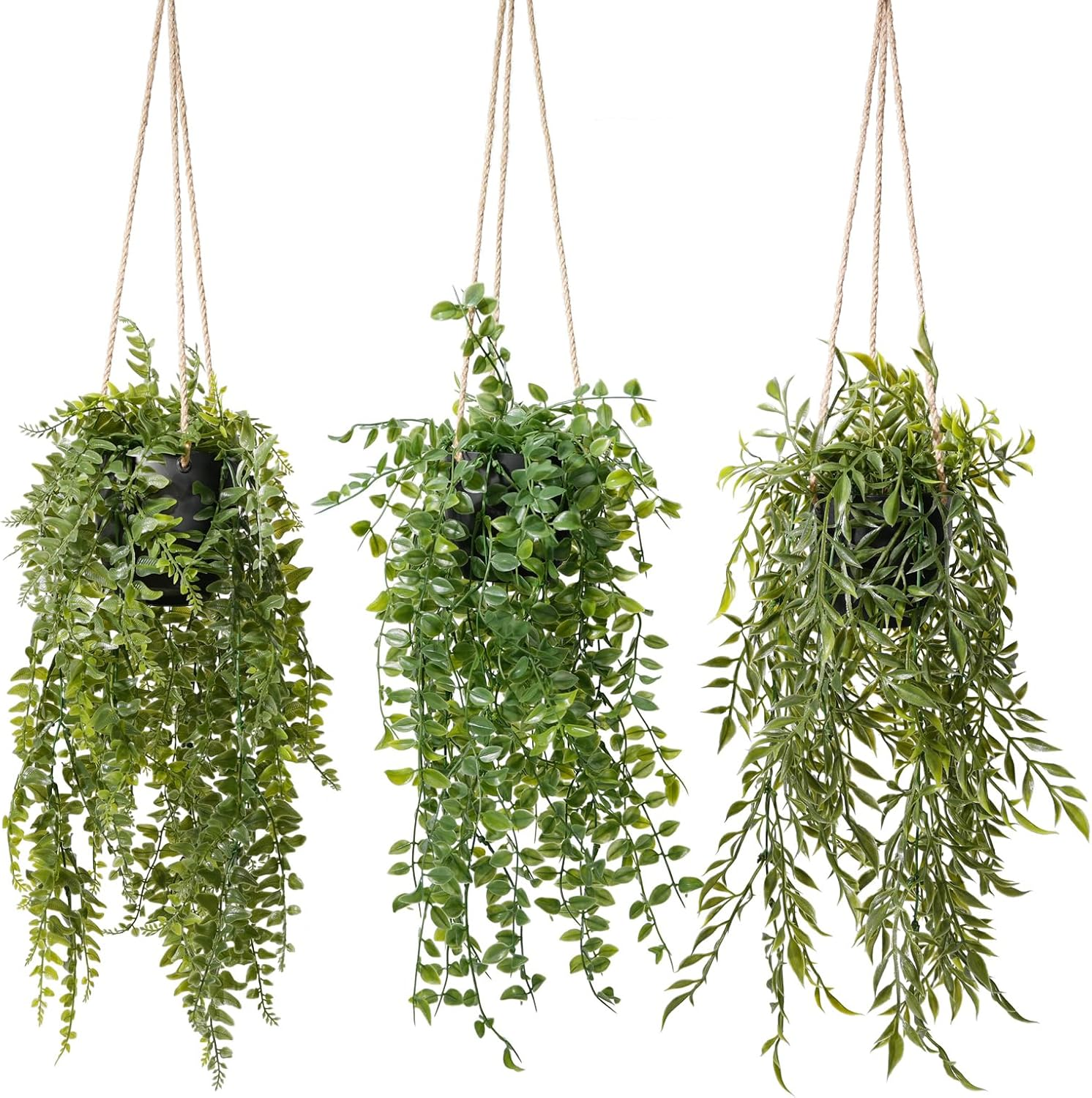 3 Packs Fake Hanging Plants with Pots, 20