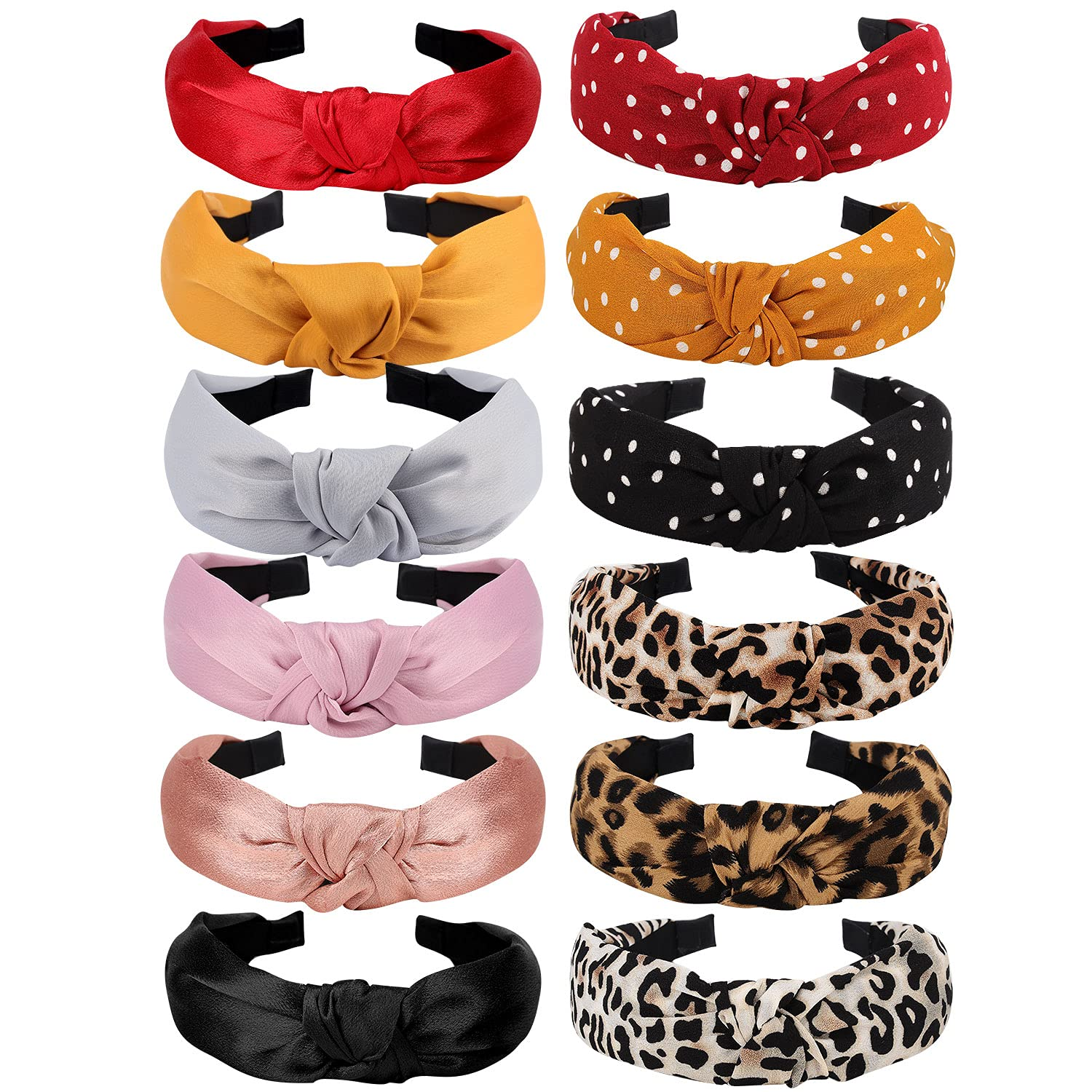 Headbands for Women 12 Pack Head Bands Womens Hair Knotted Headband for Women Knot Head Bands Womens Hairbands Elastic Turban Boho Bandeau Hair Fashion Headbands for Washing Face