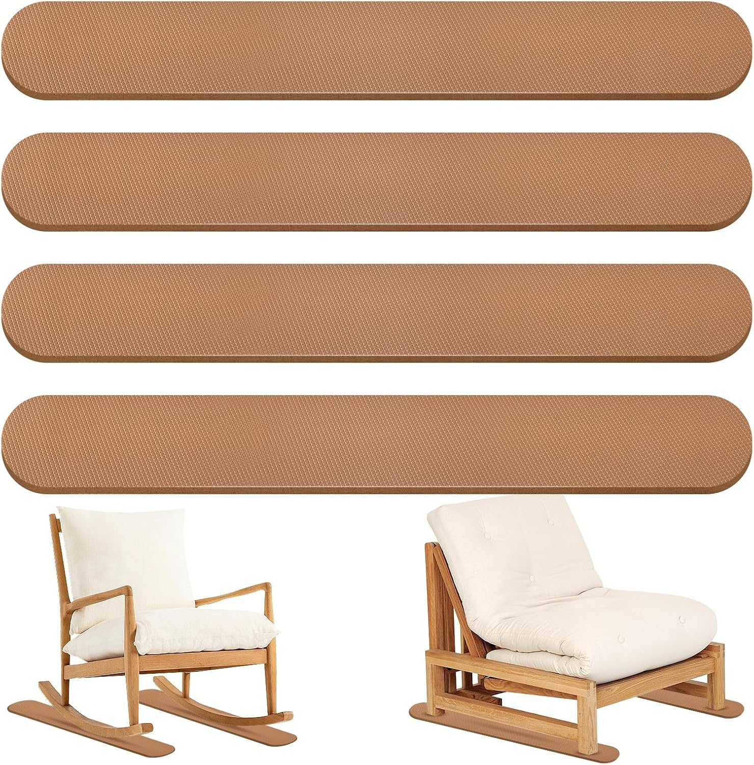 4 Pack Anti-Slip Furniture Rail Pads for Recliners,Sofa,Couches. Rubber Recliner Chair Floor Protectors, Coffee Pads to Keep Furniture from Sliding for Hardwood, Carpet, Marble Floor. 30.5''X3.9''