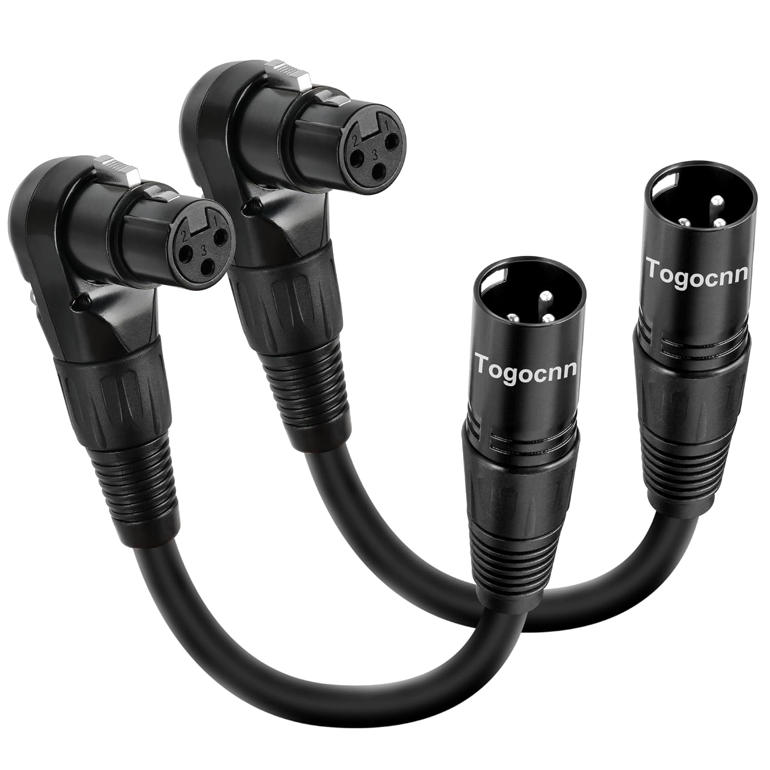 2-Pack XLR Microphone Extension Cable Adapter 0.6 Feet, 90 Degree XLR Female to Straight Male 3-Pin Mic Connector for Speaker, Recording Studio, Mic Mixer, Audio Interface, Amplifier, More