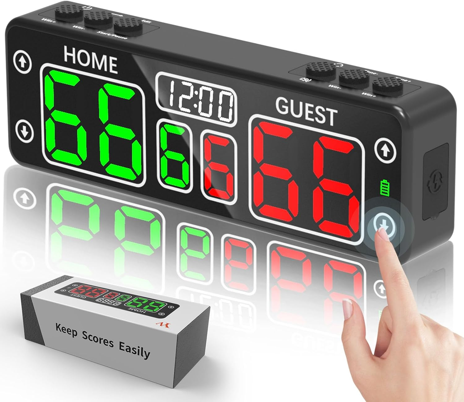 Upgraded Digital Scoreboard with Timer, Mini Magnetic Electronic Scoreboard, LED Portable Scoreboard Basketball, Cornhole Score Keeper for Indoor&Outdoor Games