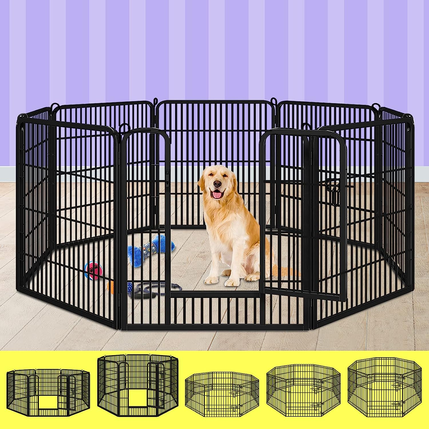 Beastie Foldable Pet Dog Metal Playpen 36", 8 Panels Folding Dog Play Pen Fra... - Picture 13 of 17