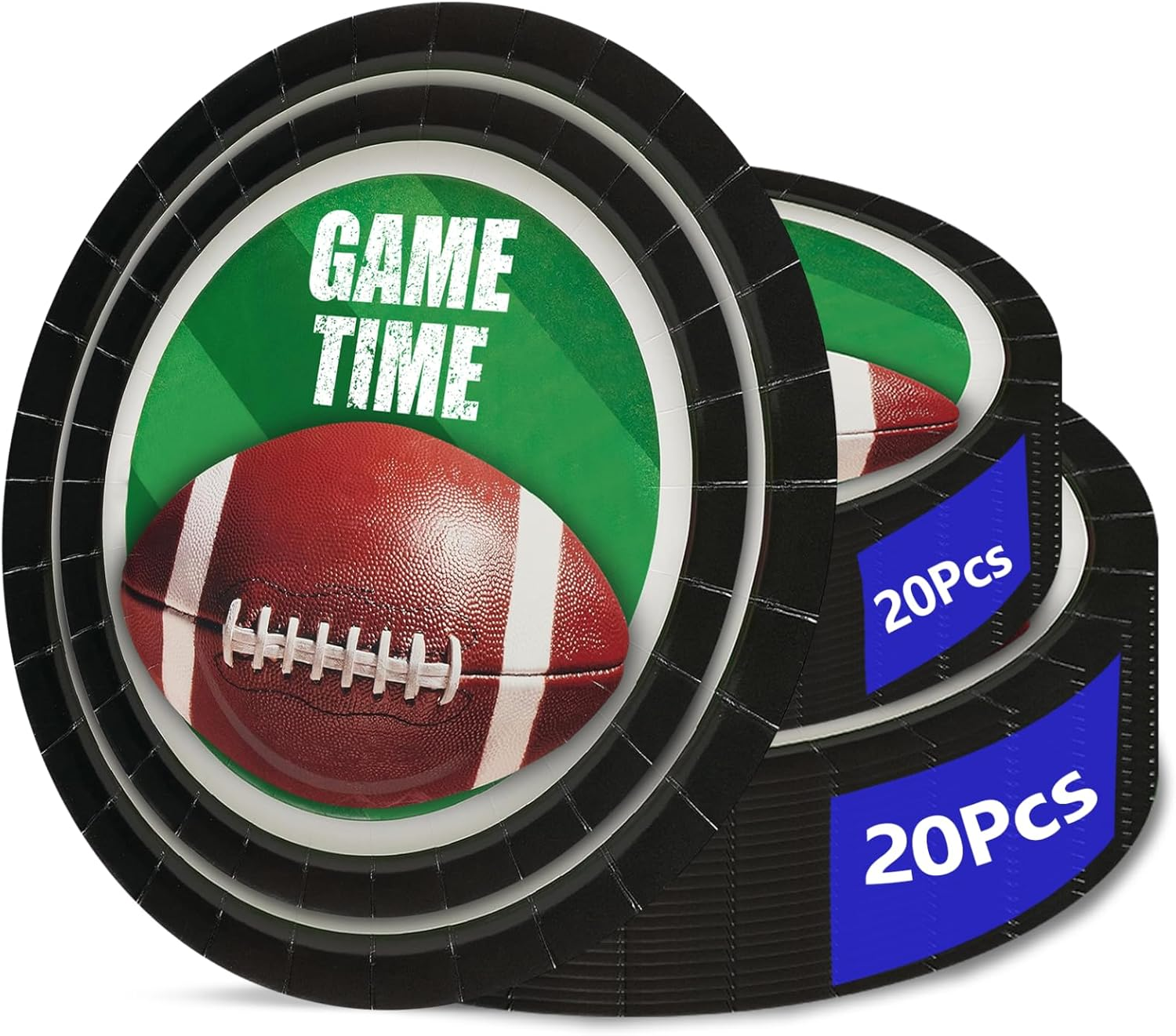 40pcs Football Party Paper Plates Set Disposable Sports Party Food Dinner Dessert Plate Birthday Tableware Decorations Favors, Including 20pcs 9