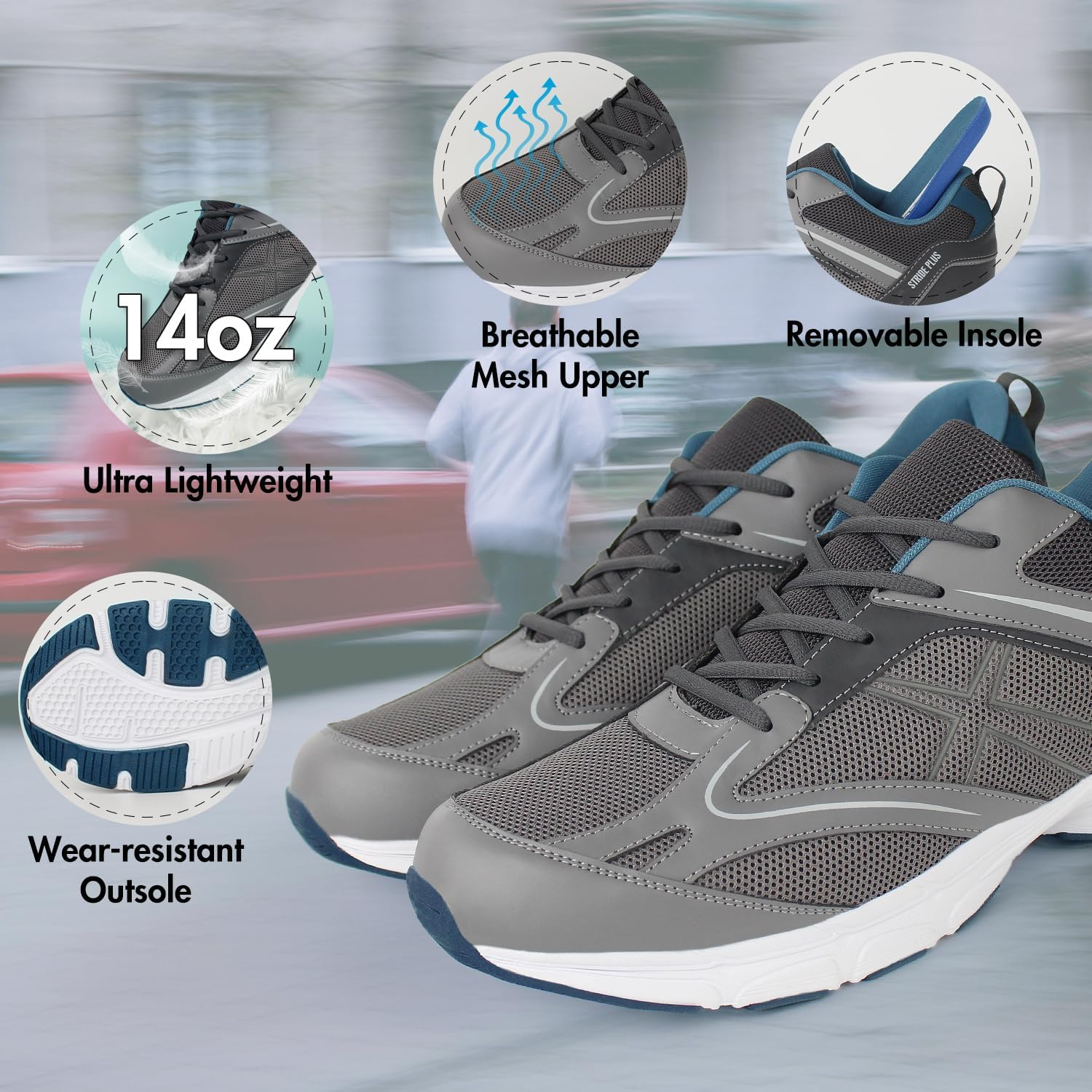Hawkwell Men's Big Size Plus Size Casual Lightweight Walking Sneakers Sports ... - Picture 6 of 15