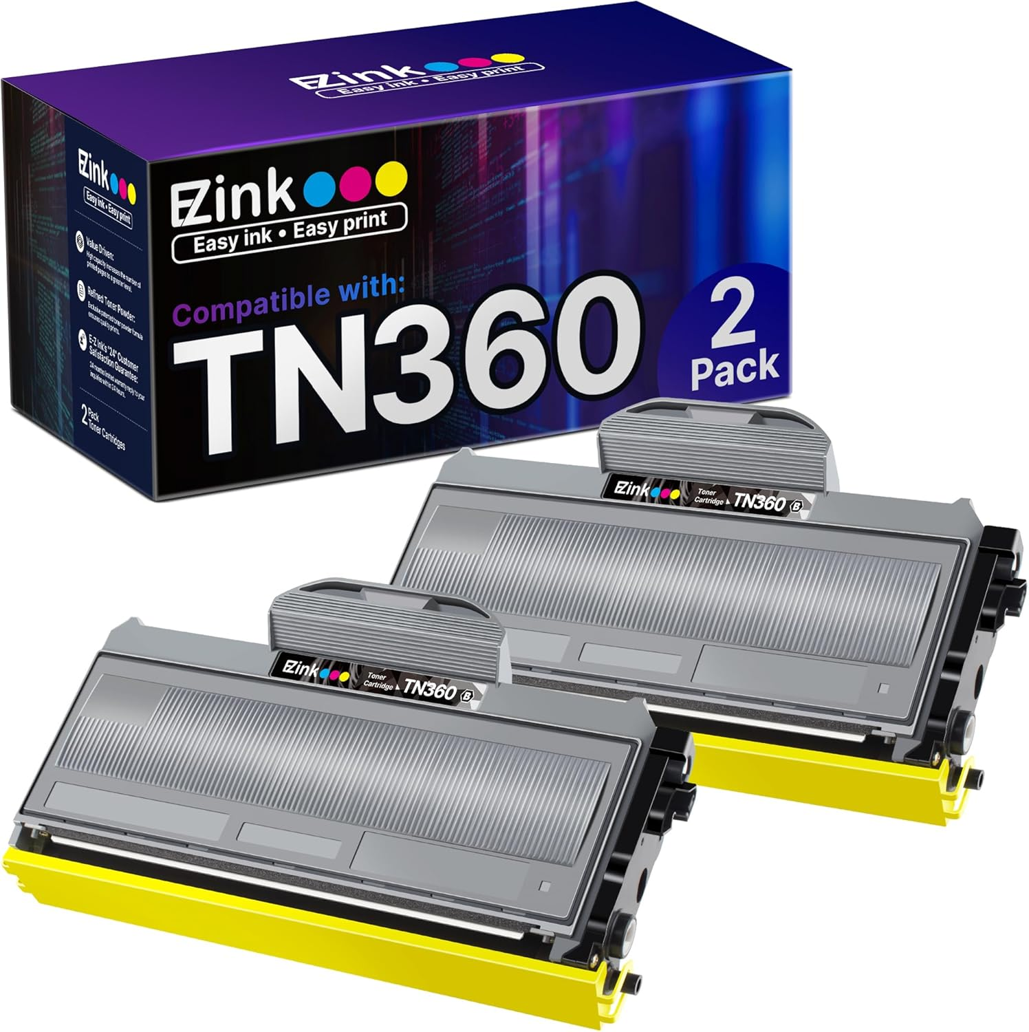 Compatible Toner Cartridge Replacement for Brother TN330 TN360 TN-330 TN-360 High Yield Compatible with DCP-7040 DCP-7030 MFC-7840W HL-2140 MFC-7340 MFC-7440N HL-2170W HL-2150N (2 Black)