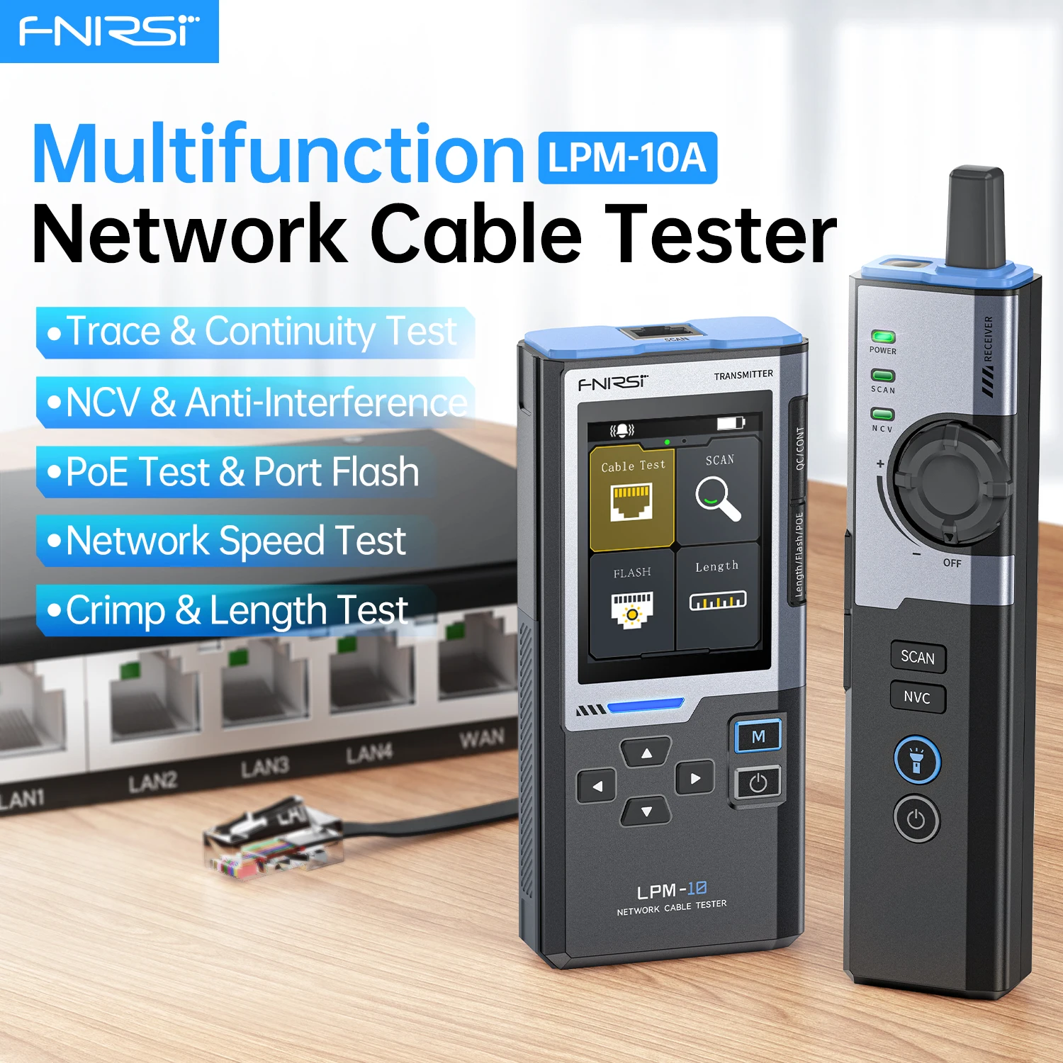 LPM-10A Intelligent Cable Finder RJ45/RJ11 Line Tester LAN Cable Tester Port Flash Anti-interference Network Repair Tool