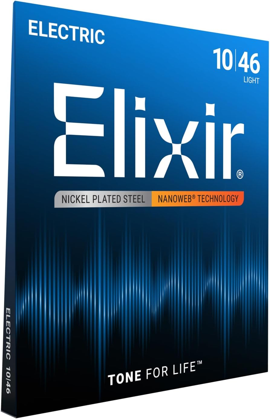 Strings, Electric Guitar Strings, Nickel Plated Steel with NANOWEB Technology, Longest-Lasting Bright Tone with Comfortable Feel, 6 String Set, Light 10-46