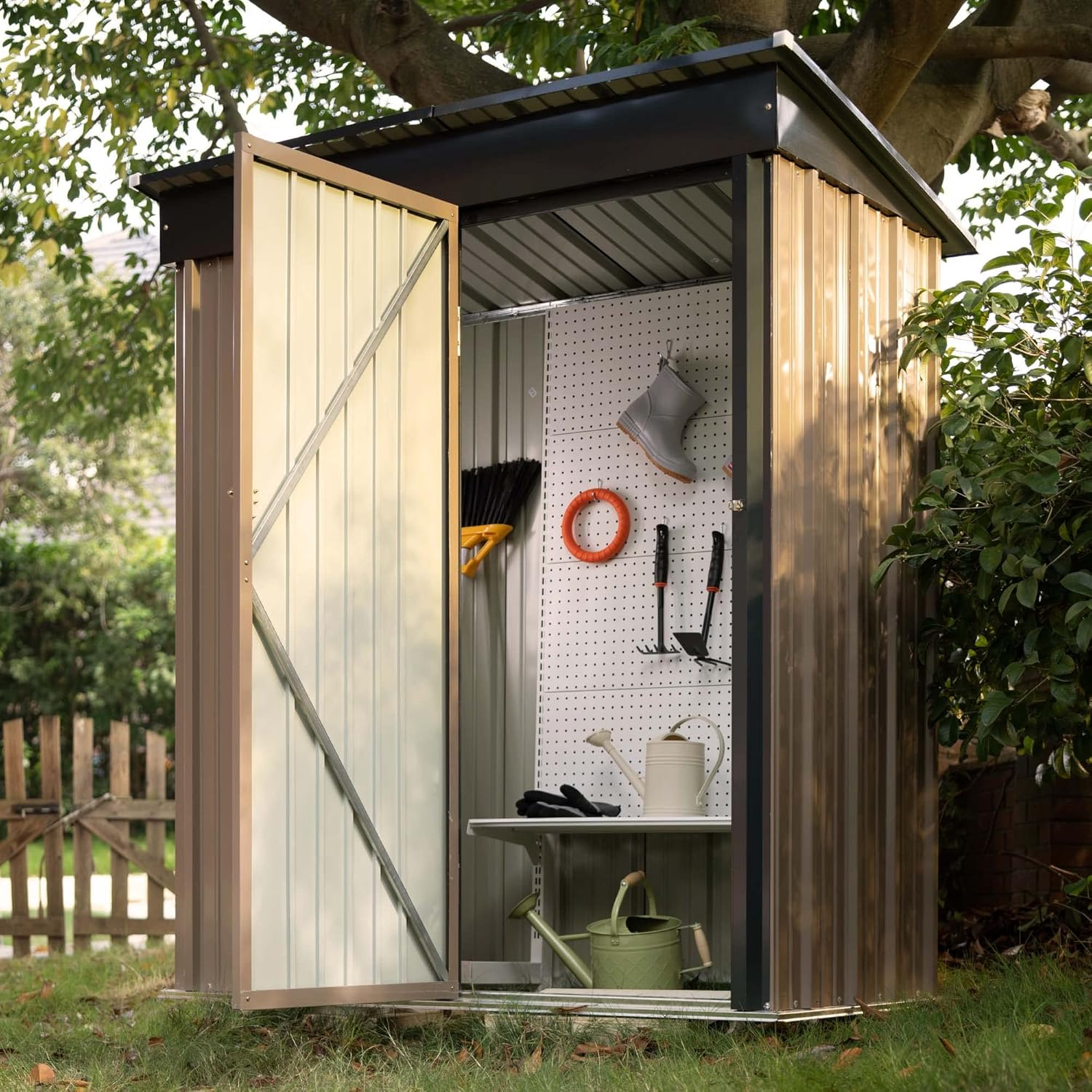 Outdoor Storage Shed 5 X 3 FT Lockable Metal Garden Shed Steel Anti-Corrosion Storage House