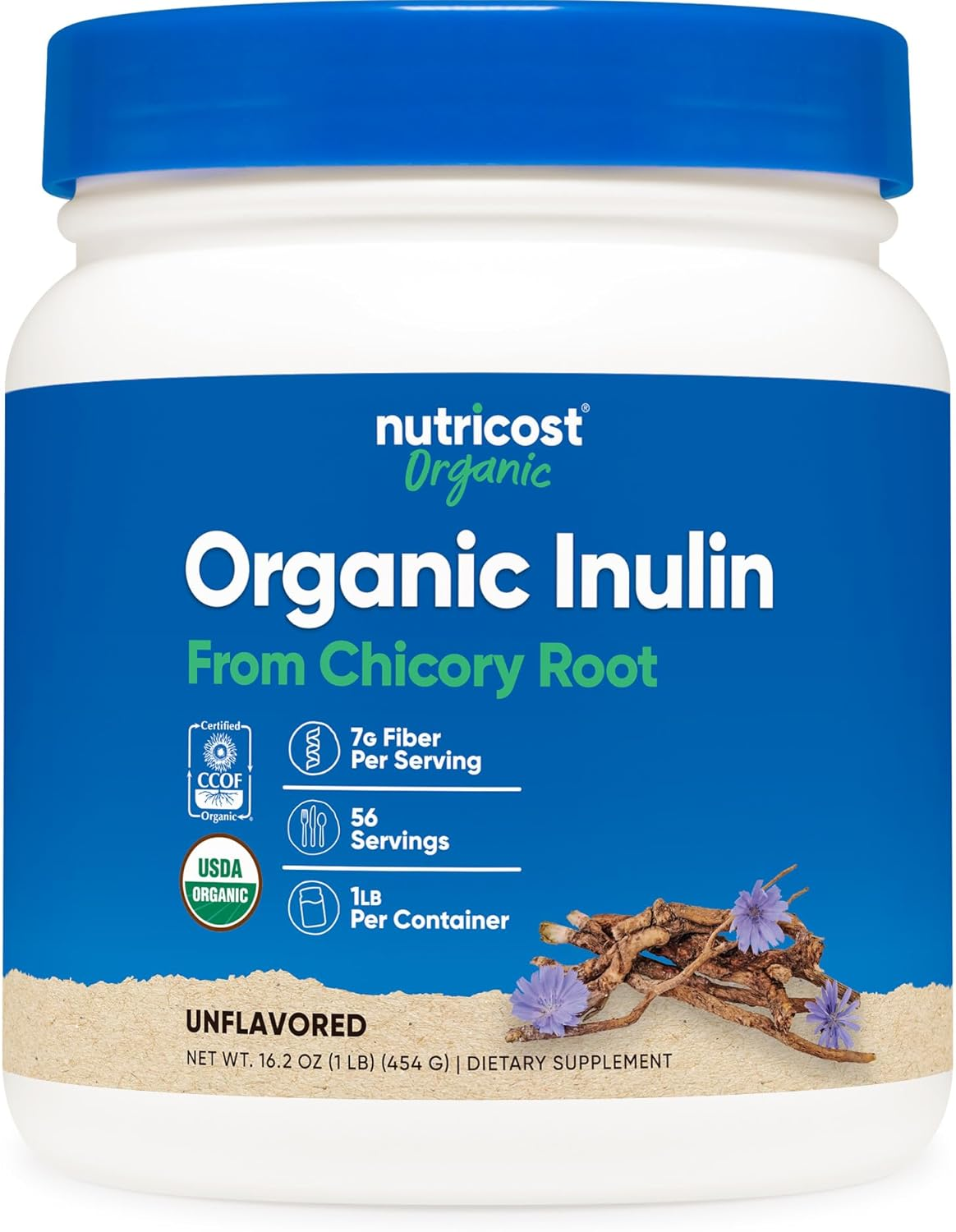 Nutricost Organic Inulin Powder 1LB (454 Grams) 7.5 Grams of Fiber per Serving
