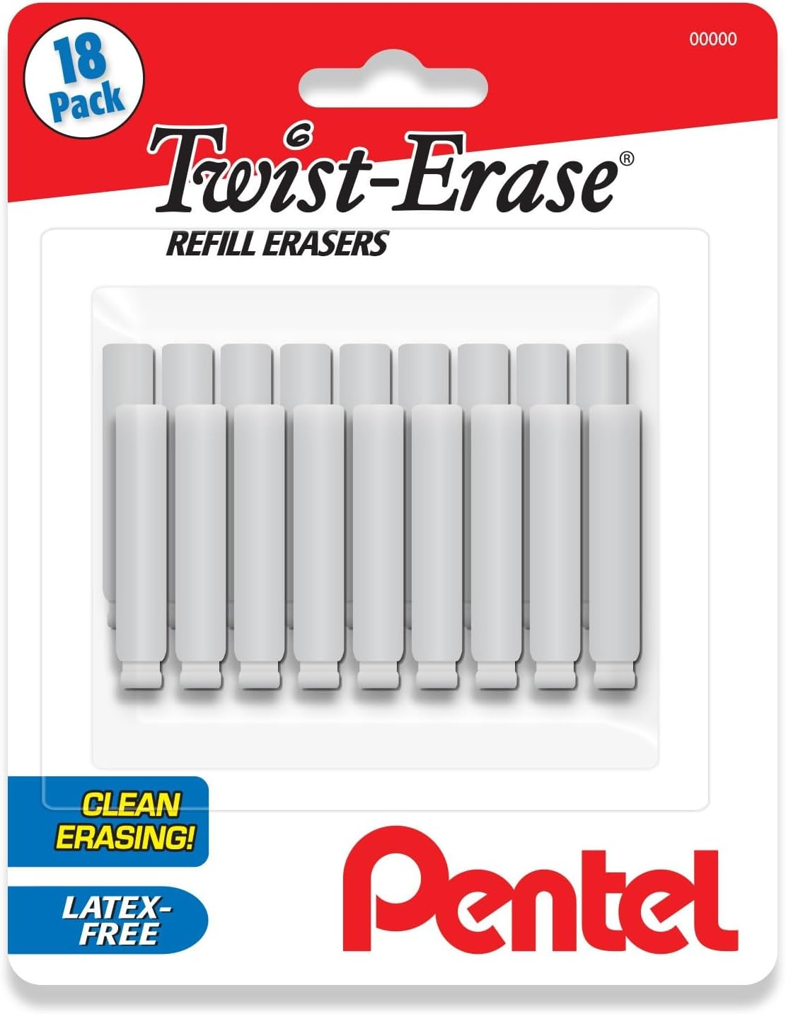 Pentel Twist Erase Refill Erasers - Pack of 18 Latex Free Refills for Twist Eraser Mechanical Pencils