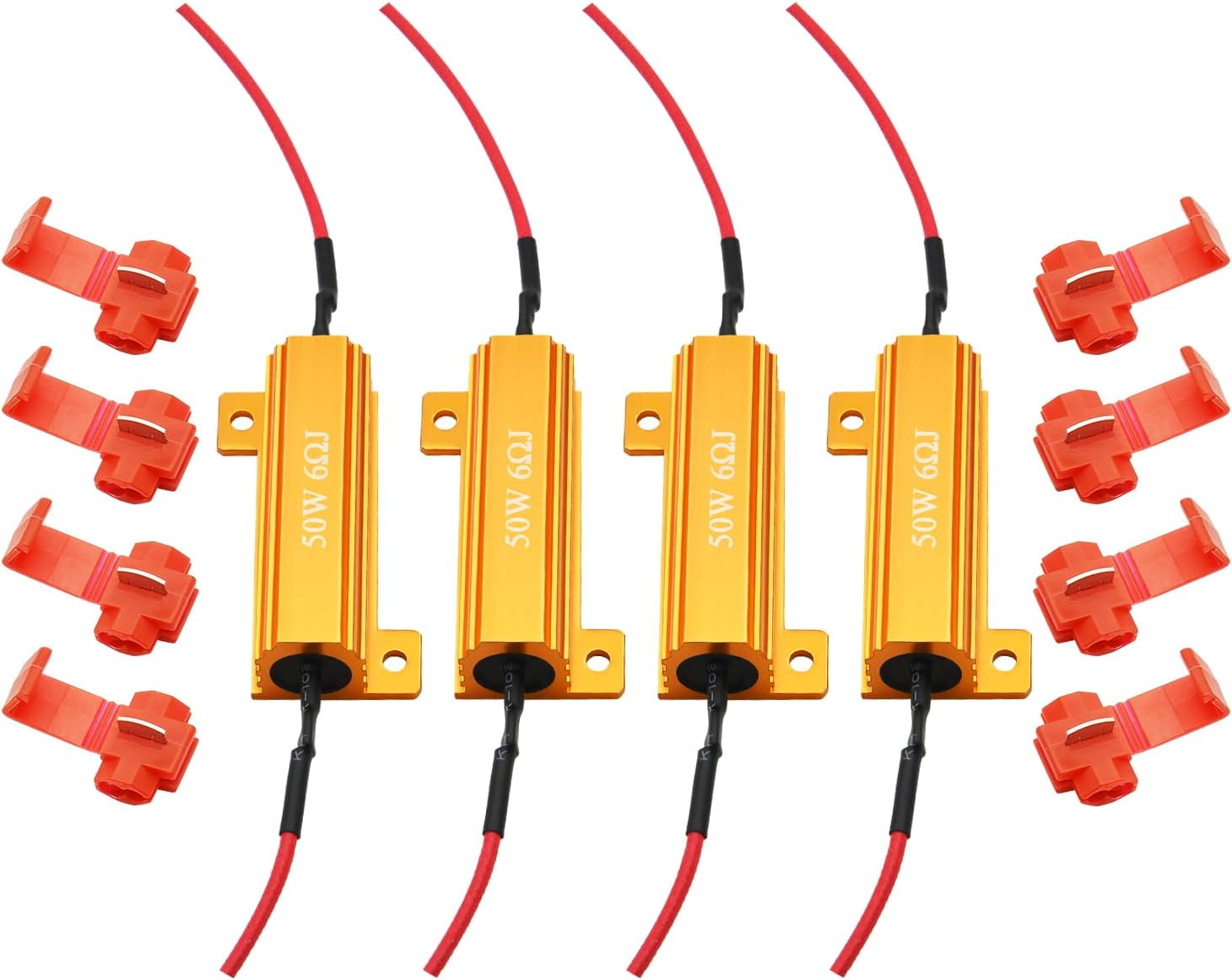 4Pcs Quality 50W 6Ohm Load Resistors - Fix LED Bulb Hyper Flash/Error Code, Turn Signal Fast Blinker (Resistors Get Very Hot during Working)