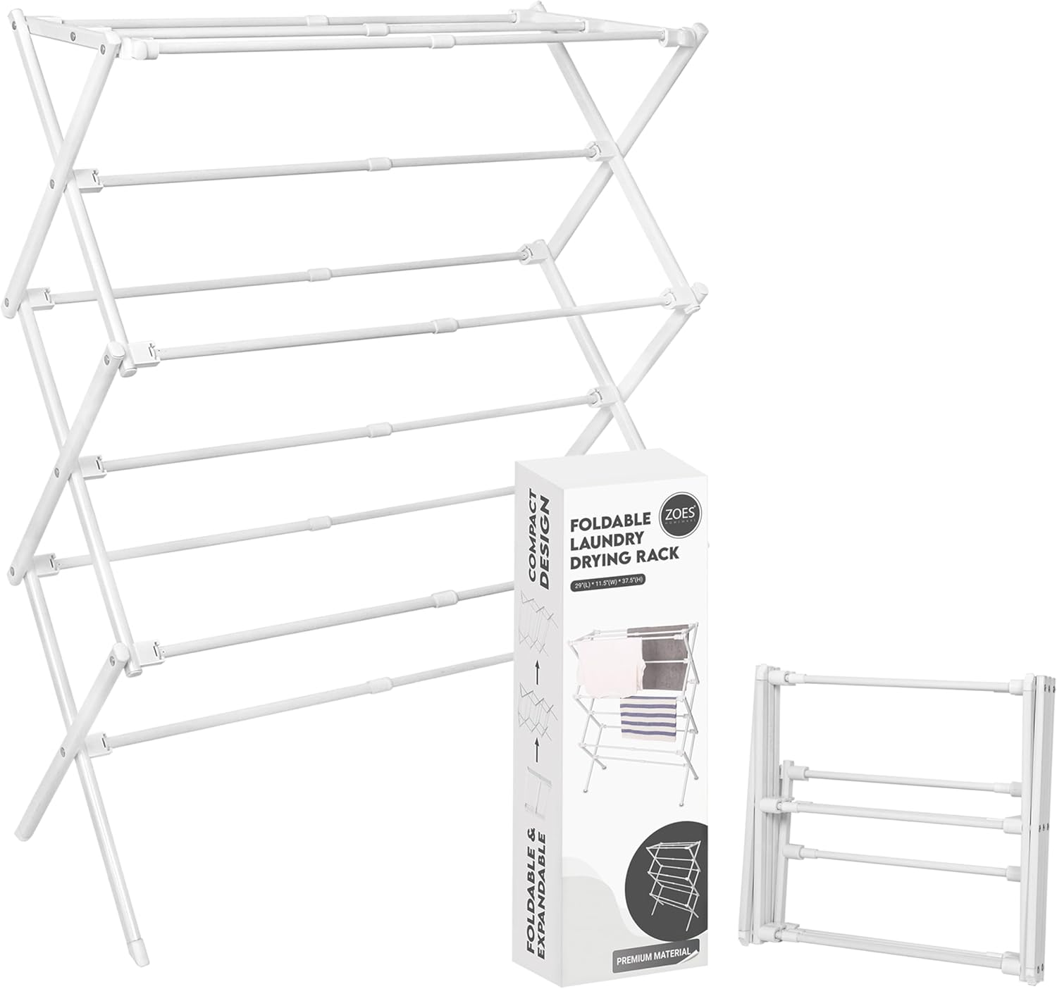 2026 Enhanced Clothes Drying Rack | Foldable Drying Rack Clothing for Laundry | Small Collapsible Portable Dryers for Laundry | Use for Indoor & Outdoor | White 37.5"X29"X12"