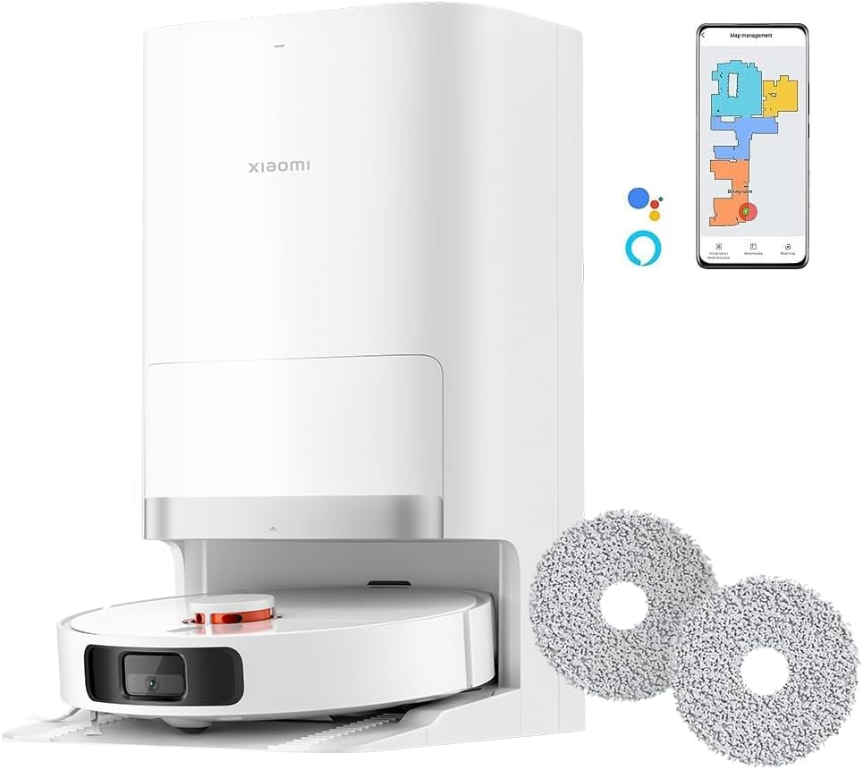 Xiaomi Robot Vacuum X20+, Robot Aspirapolvere Lavapavimenti, Stazione Smart All-In-One, Aspirazione 6.000 Pa, Navigazione Laser 3D, Lavaggio E Pulizia Pavimenti Con Doppio Panno Rotante, Controllo App