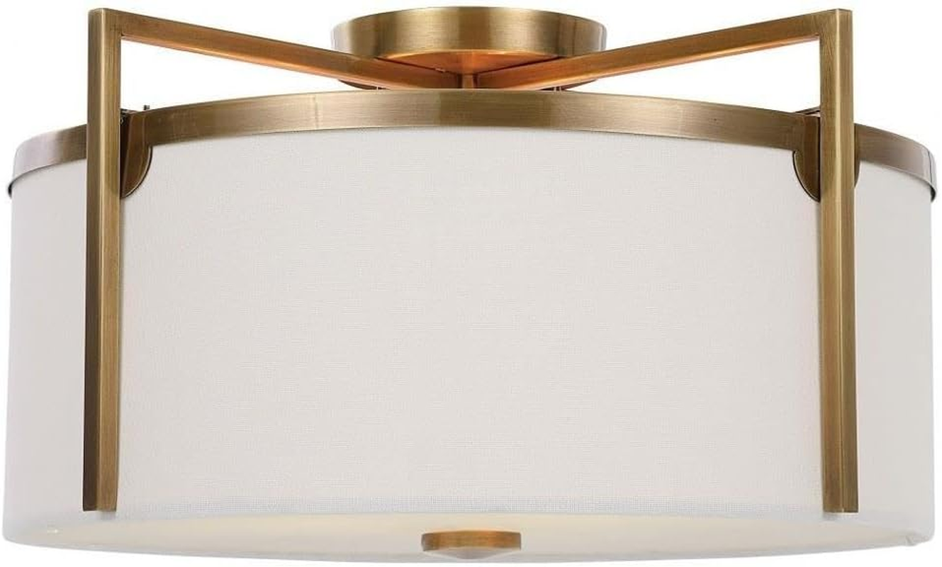 Colfax Antique Brass 3-Light Semi Flush Mount Ceiling Light by