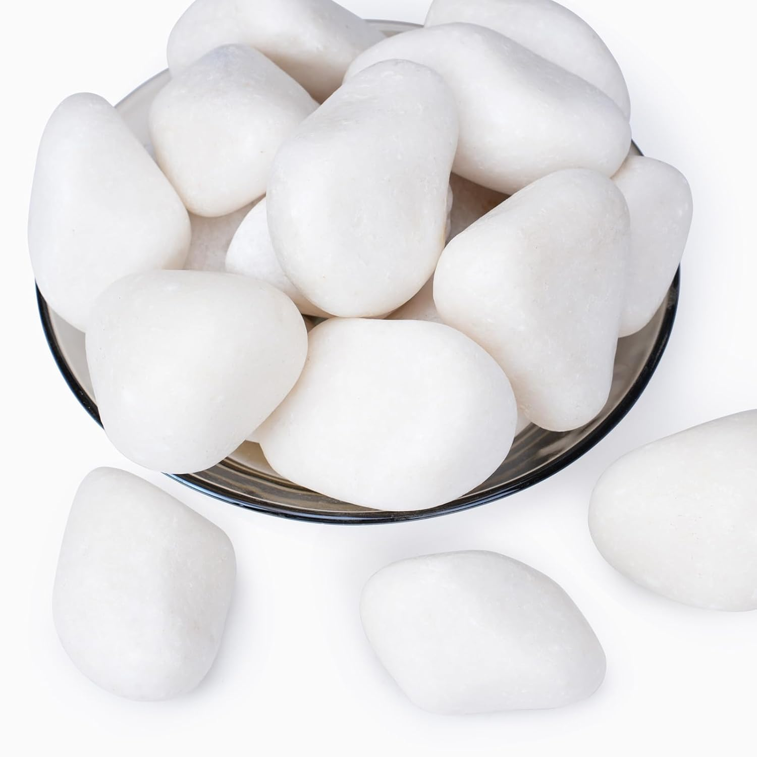 40 Lbs White Rocks for Landscaping, 2-3 Inch Large White Rocks for Plants, Decorative Polished Stones for Garden, Walkways, Yard, Plants Pots, Vases, Crafts