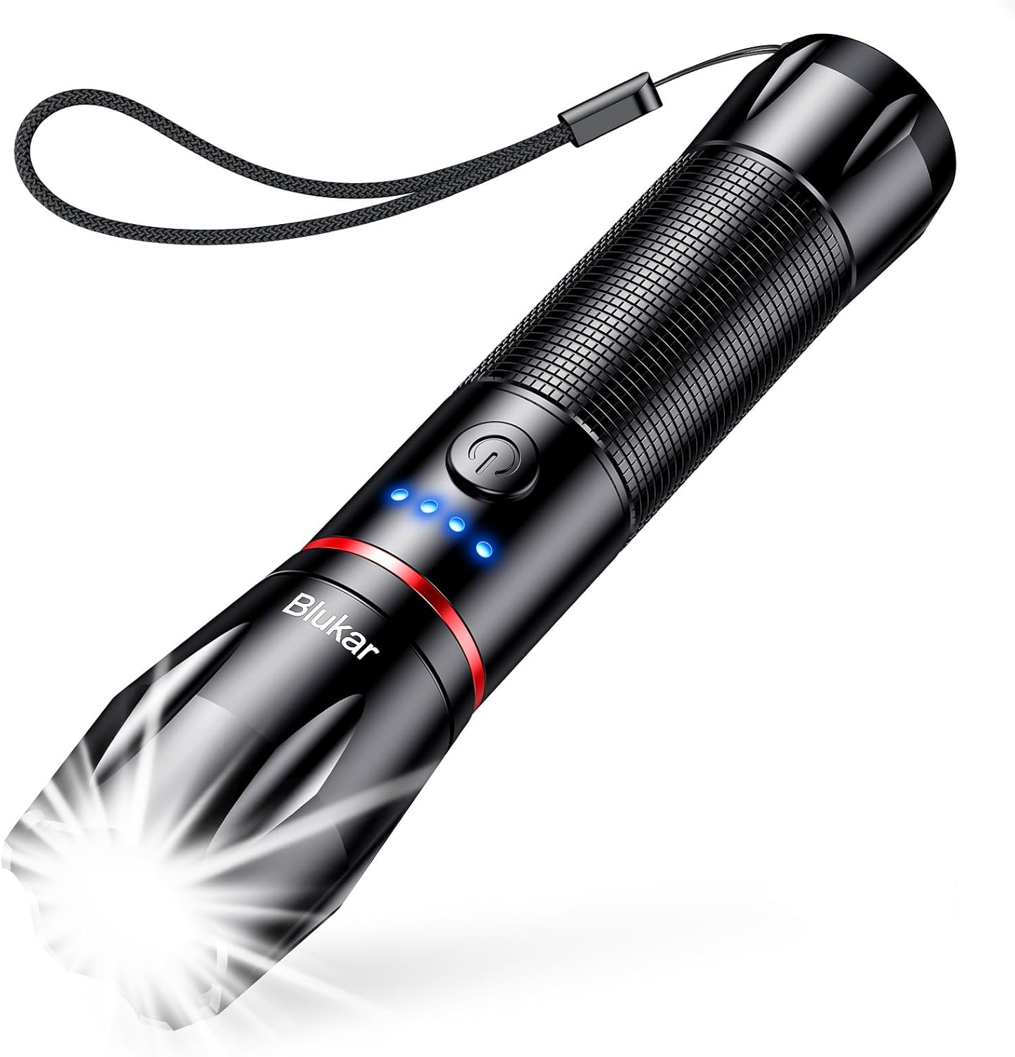 Blukar Linterna LED Recargable, Super Brillante Linternas De Aluminio Con 5 Modos De Luz, 2000L Flashlight De Mano Impermeable Enfoque Ajustable Para Camping, Senderismo, Emergencia, DIY