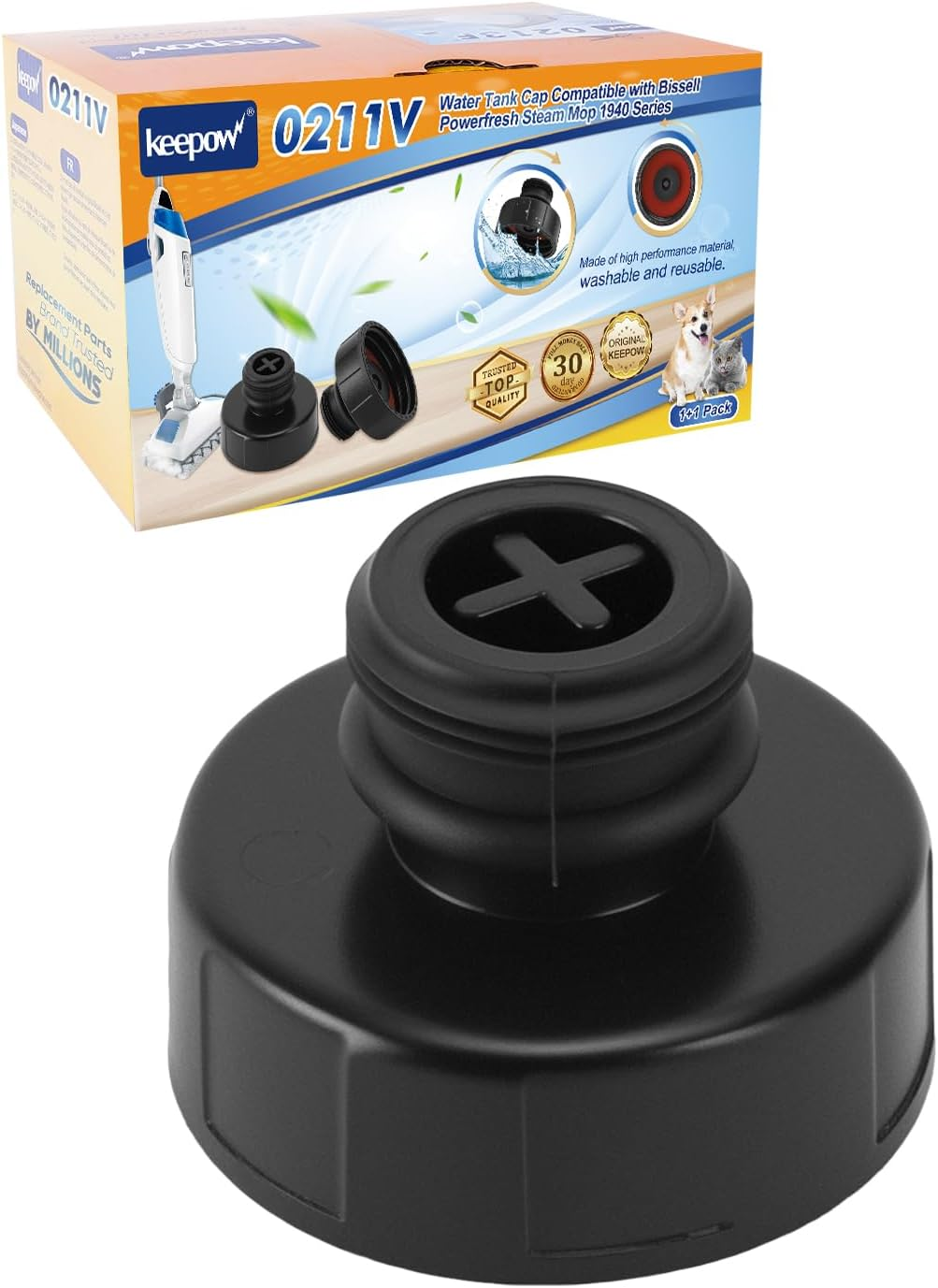 Steam Mop Replacement Parts Compatible with Bissell Powerfresh Steam Mop 1940 Series, Water Tank Caps Replacement, Replaces Part 203-8413 2038413 (1 Pack)