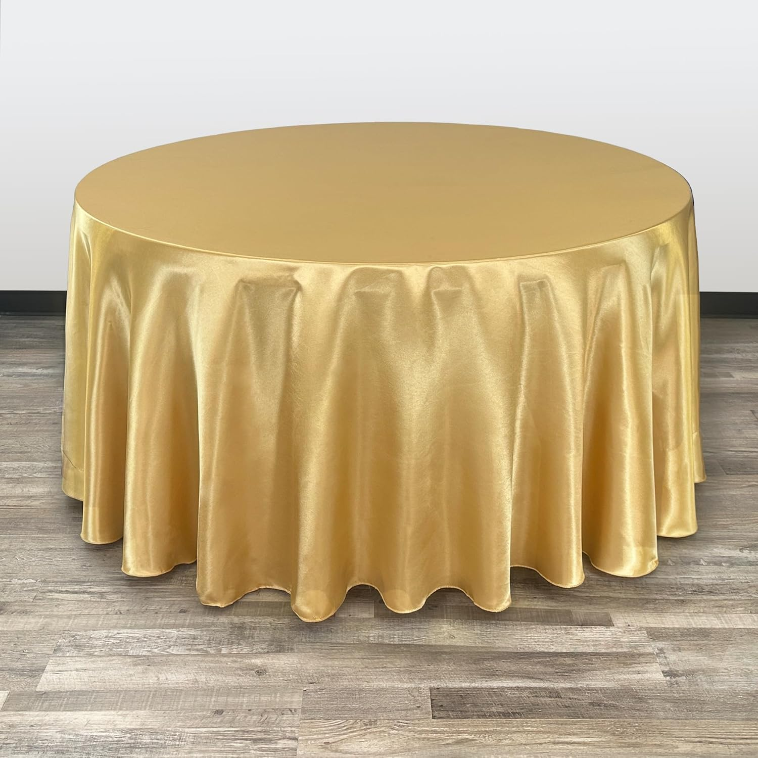 - 120 Inch round Satin Tablecloth Gold, round Table Linens for 5 Ft Banquet Tables
