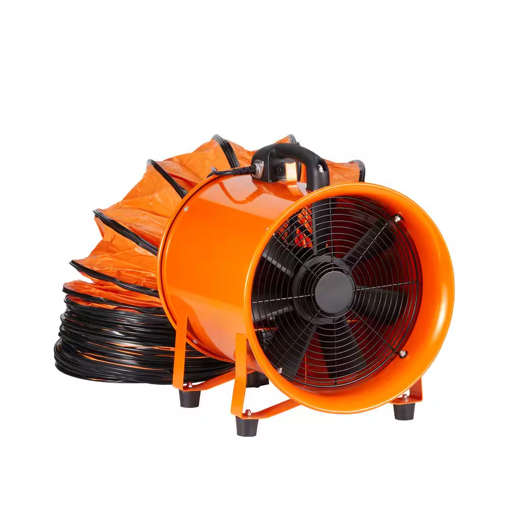 Utility Blower Fan 12 In. 520 Watt 2295 CFM High Velocity Ventilator with 16 Ft. Duct Hose for Fume Exhausting