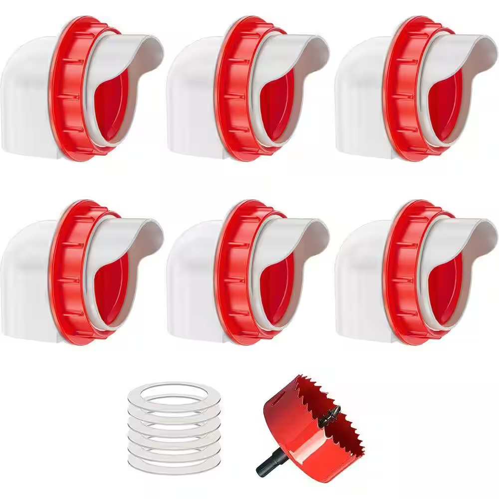 Automatic No-Waste Chicken Feeder with 6 Ports, Gravity Feed Kit for Buckets, Barrels, Bins, Troughs, Bpa-Free Plastic