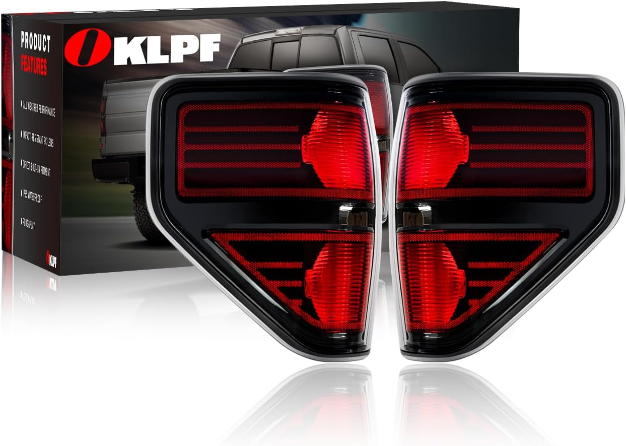Rear Brake Tail Light Compatible With 2009 2010 2011 2012 2013 2014 Ford F150 F-150,Replace Red Taillight Assembly Red Smoked Tail light,Included A Luxurious Box,Driver and Passenger Side