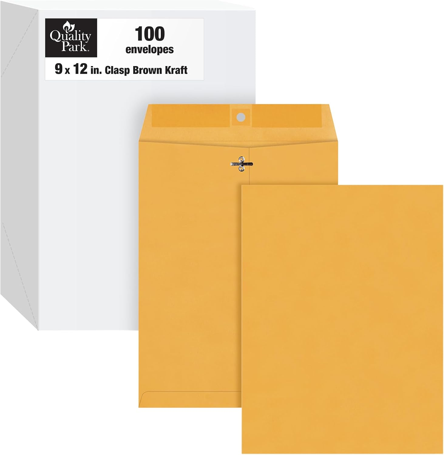 9 X 12 Clasp Envelopes, Clasp and Gummed Closures for Storing or Mailing, Extra Heavy-Duty 32 Lb Kraft Paper, 100 per Box (QUA37790)
