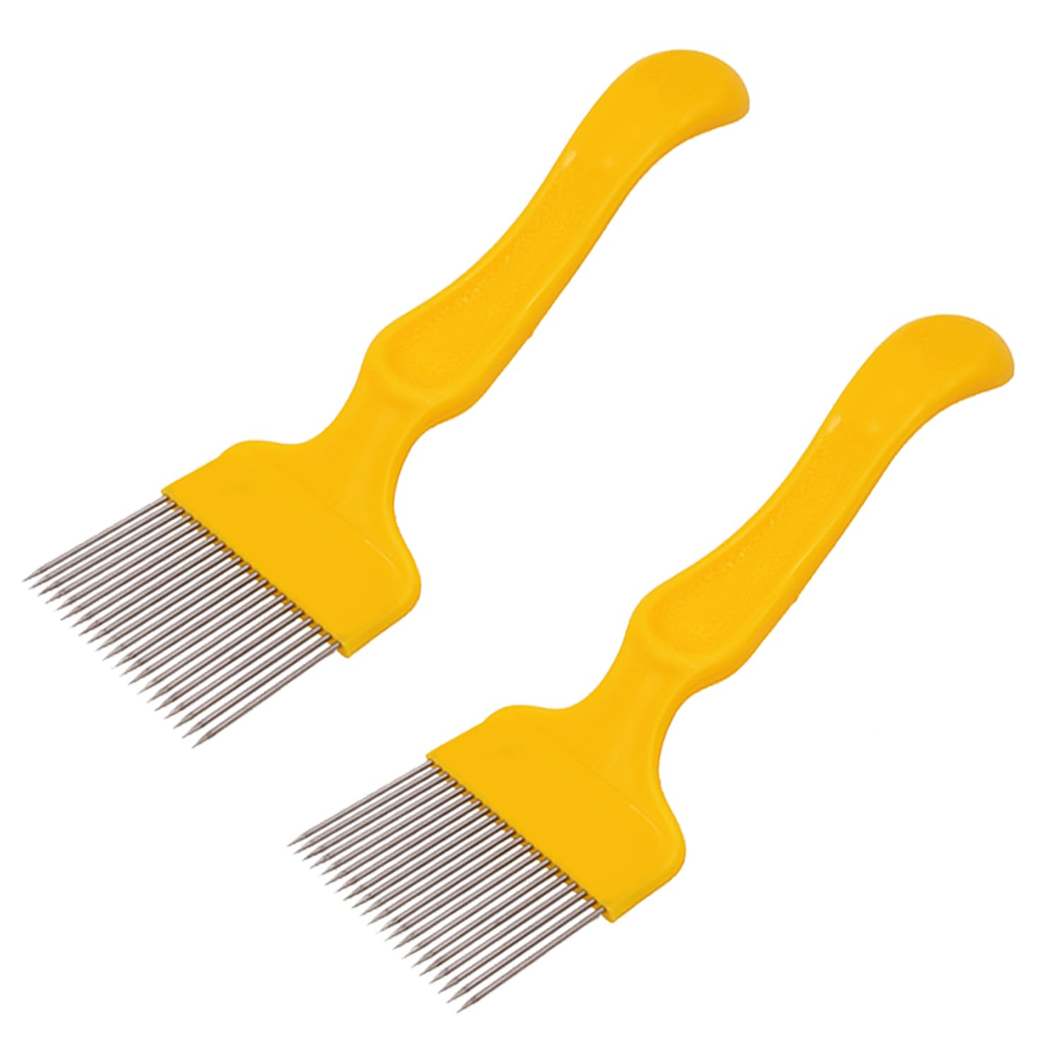 2 Pieces Beekeeping Uncapping Fork Stainless Steel Beehive Uncapping Fork Beekeeping Tool (Yellow)