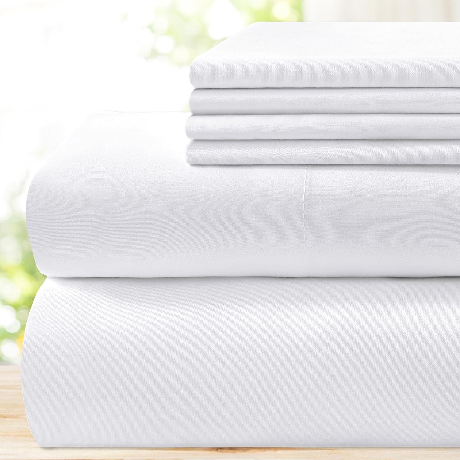 Hotel Luxury Bed Sheets Set 6 Piece(Full, White) - Super Soft 1800 Thread Count 100% Microfiber Sheets with Deep Pockets, Wrinkle & Fade Resistant