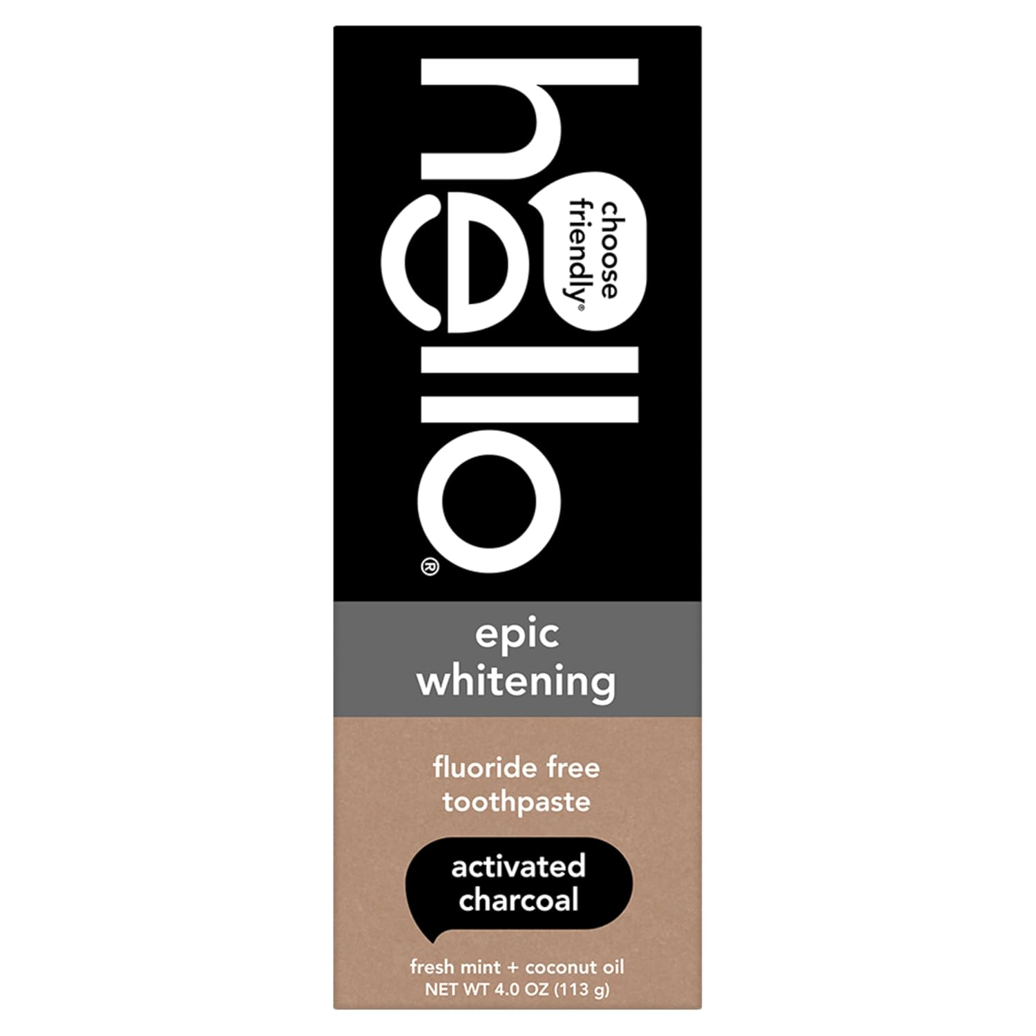 hello Activated Charcoal Epic Whitening Fluoride Free Toothpaste, Fresh Mint 