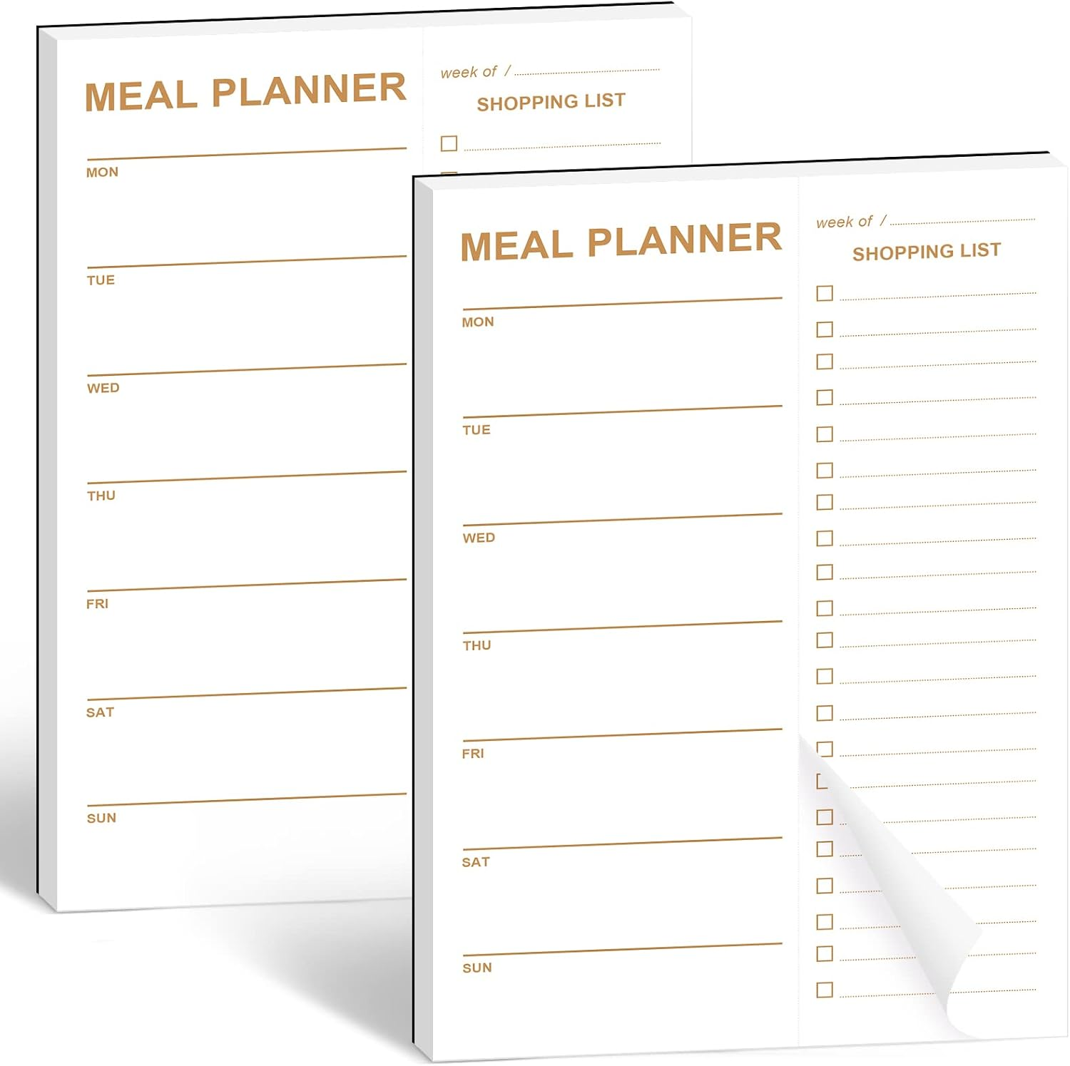 Weekly Meal Planner - 2 Pack Undated Tear-Off Sheets, Magnetic Meal Planner for Refrigerator, Includes Grocery List
