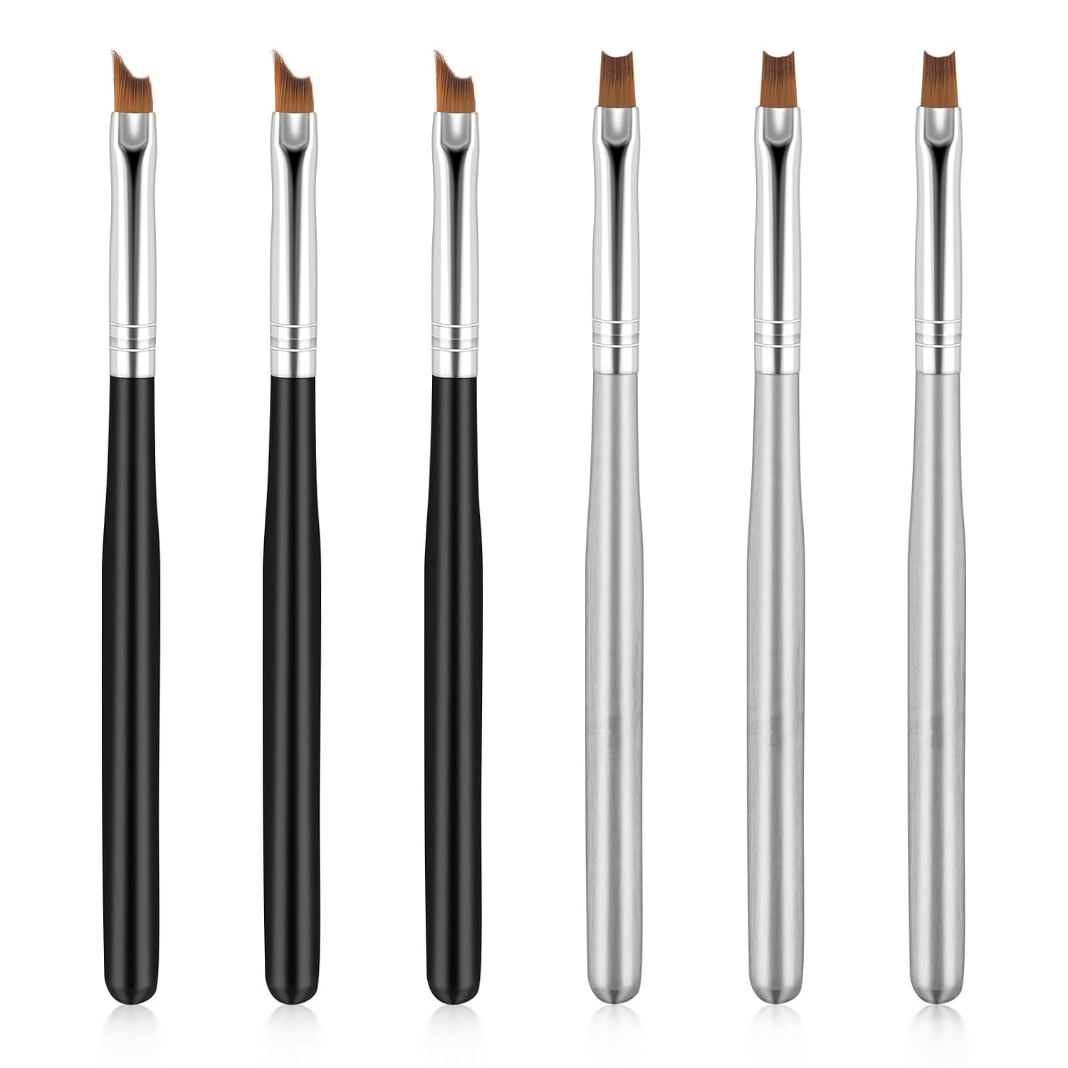 6pc French Tip Nail Brush Set Oblique Moon Shape UV Gel Acrylic Painting Drawing