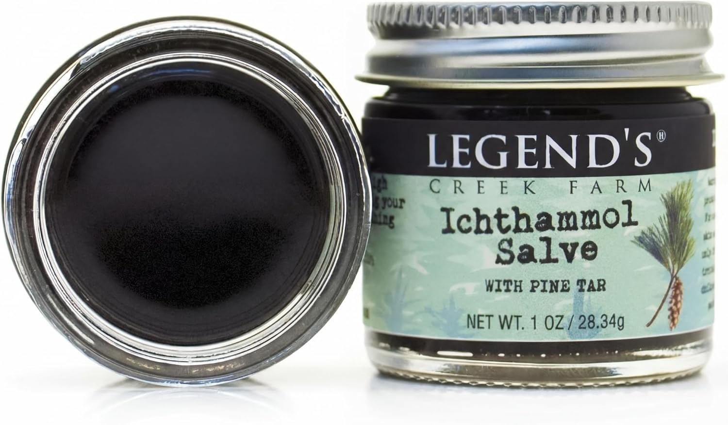 Farm Herbal Salve - Healing Ointment with 20% Ichthammol Drawing Salve - Natural Balm for Stings, & Splinters - 1 Oz - Handmade in USA (Ichthammol Pine Tar)