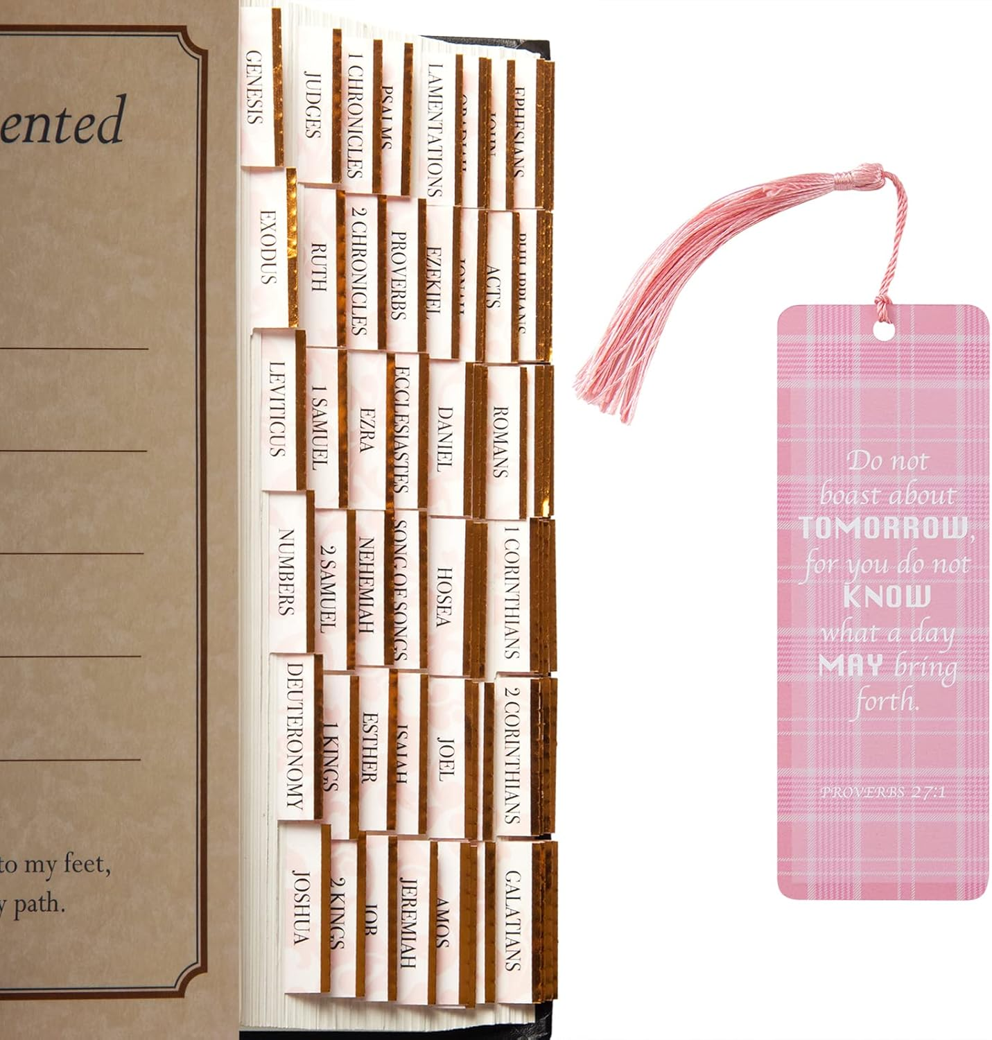 Bible Tabs for Women/Men/Kid,96 Laminated Index Tabs in Total for Study, Journaling Supplies,Christian Gift,7 Catholic 66 Old and New Testament Bible Book Accessories,23 Blank Tab