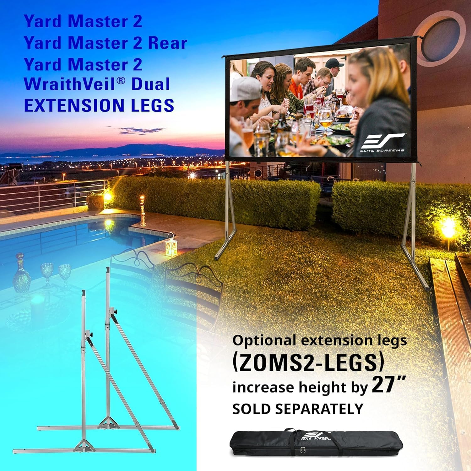 Elite Screens OMS120H2 Yard Master 2 Outdoor Projector Screen with Stand, 16:... - Picture 9 of 14