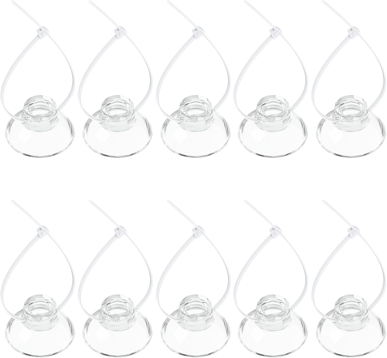 Pawfly 10 Pack Suction Cups with 20 Pieces Adjustable Zip Ties for Aquarium Fish Tank Binding Moss Shrimp Dodging Nest