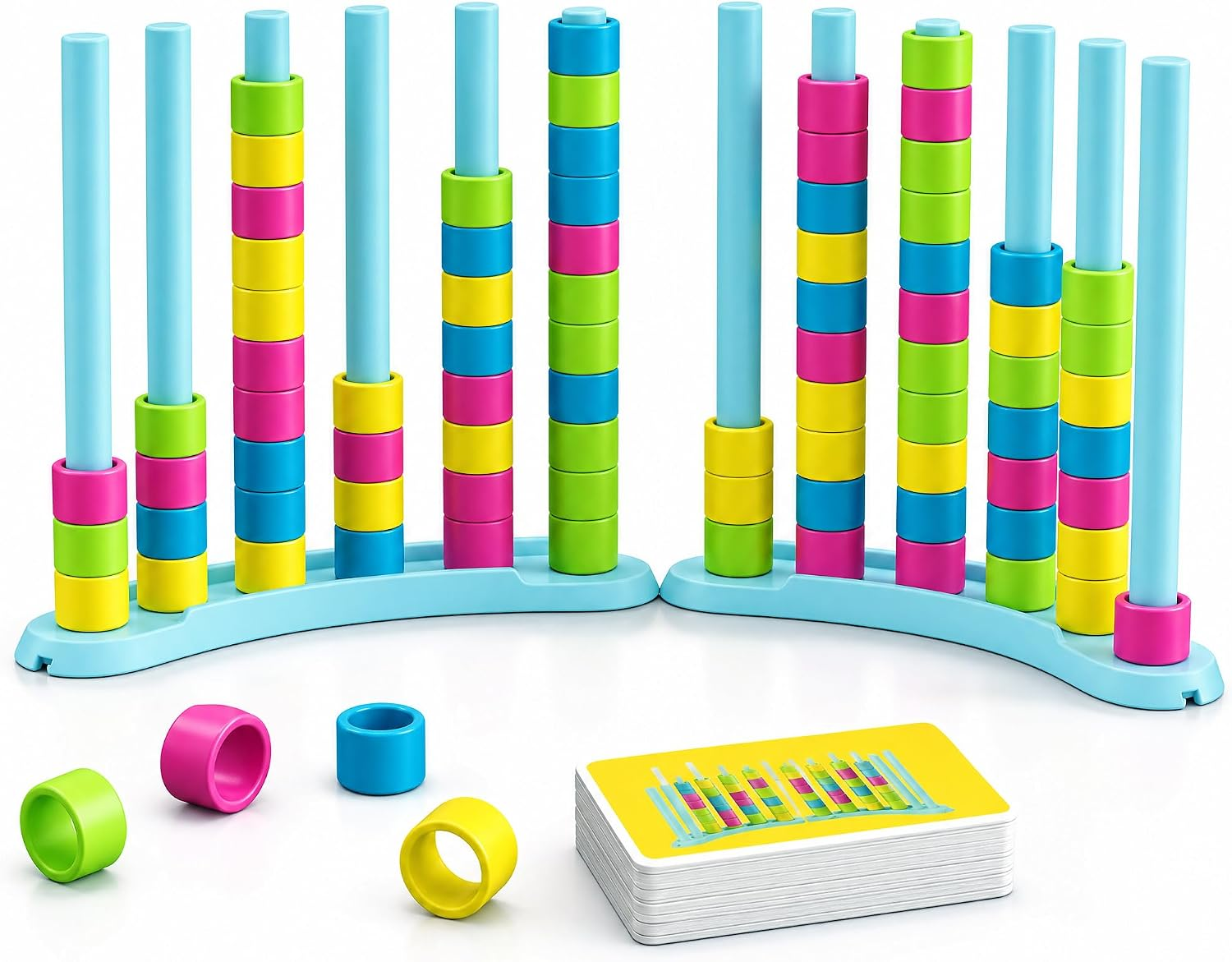 Color Matching Challenge Game 2 Pack – Fast Pattern Color Sorting & Stacking Toys, Fun Family Board Game for Kids & Adults, 2 Player Birthday Gift for Boys & Girls, Sensory Toys for Autism