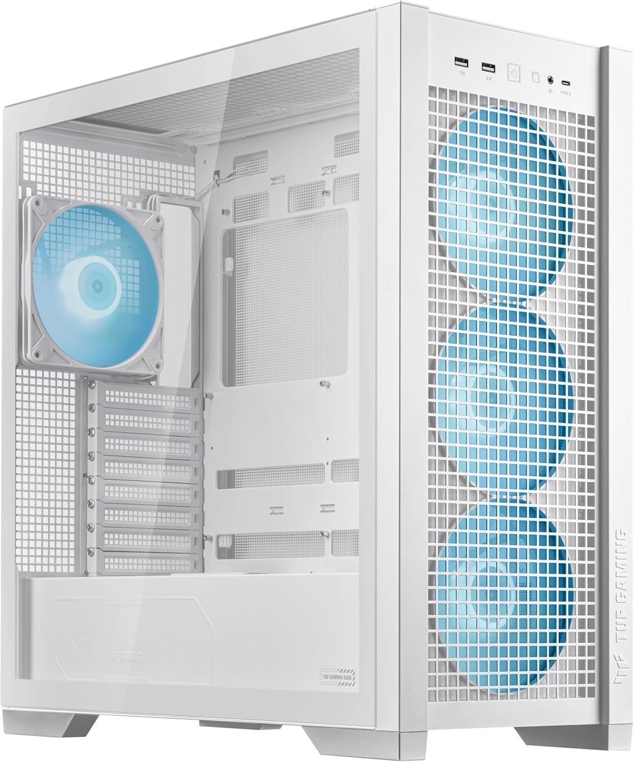 TUF Gaming GT302 ARGB White Edition ATX Mid-Tower Case Four 140X28Mm ARGB Fans for Airflow & Static Pressure, Interchangeable Panel, Detachable Top Panel, Hidden-Connector Motherboard Support