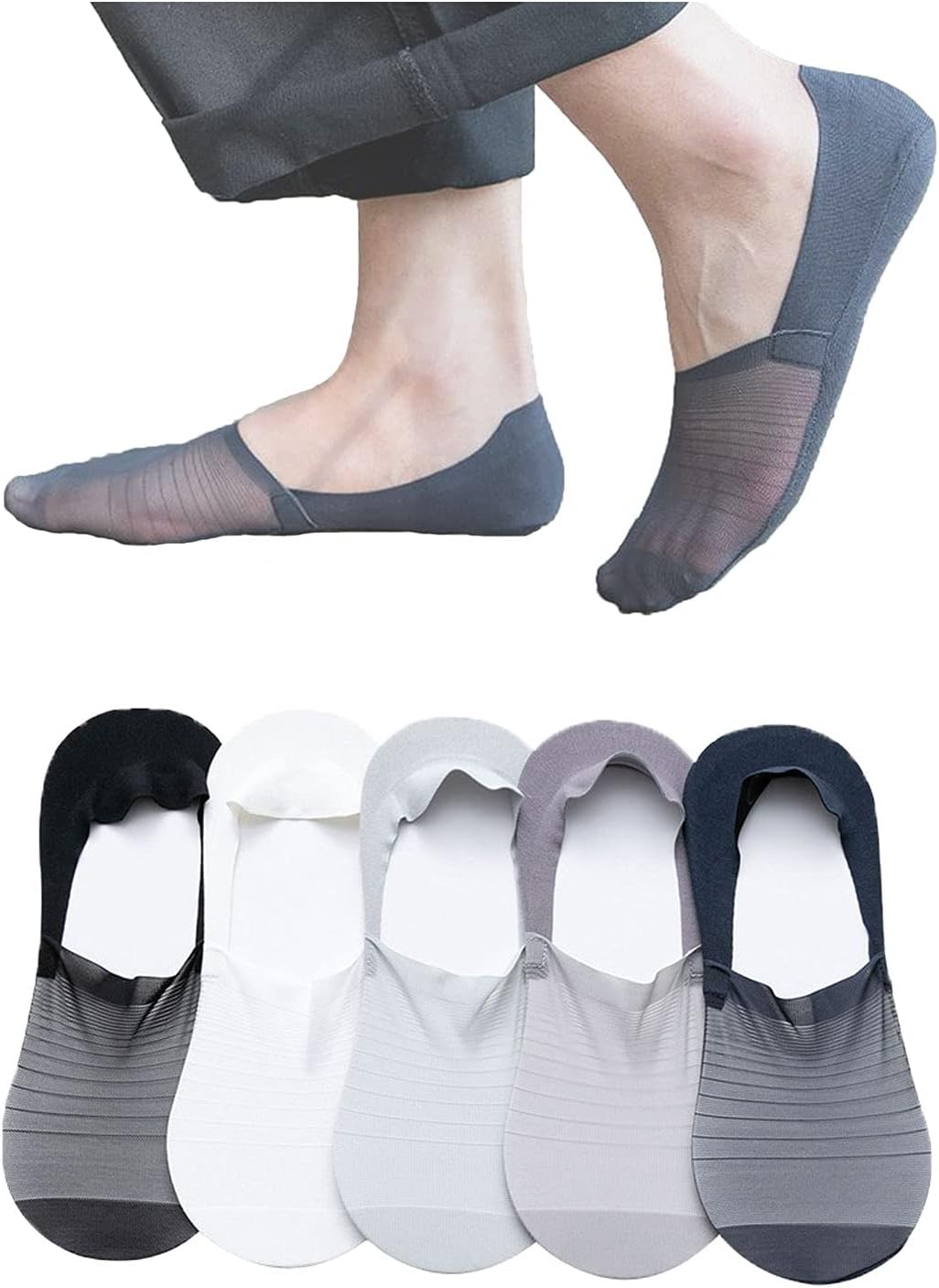 Men and Women Girls Invisible Ice Silk Breathable No Show Socks Ultra Low Cut Shoe Liners Socks with Non-Slip