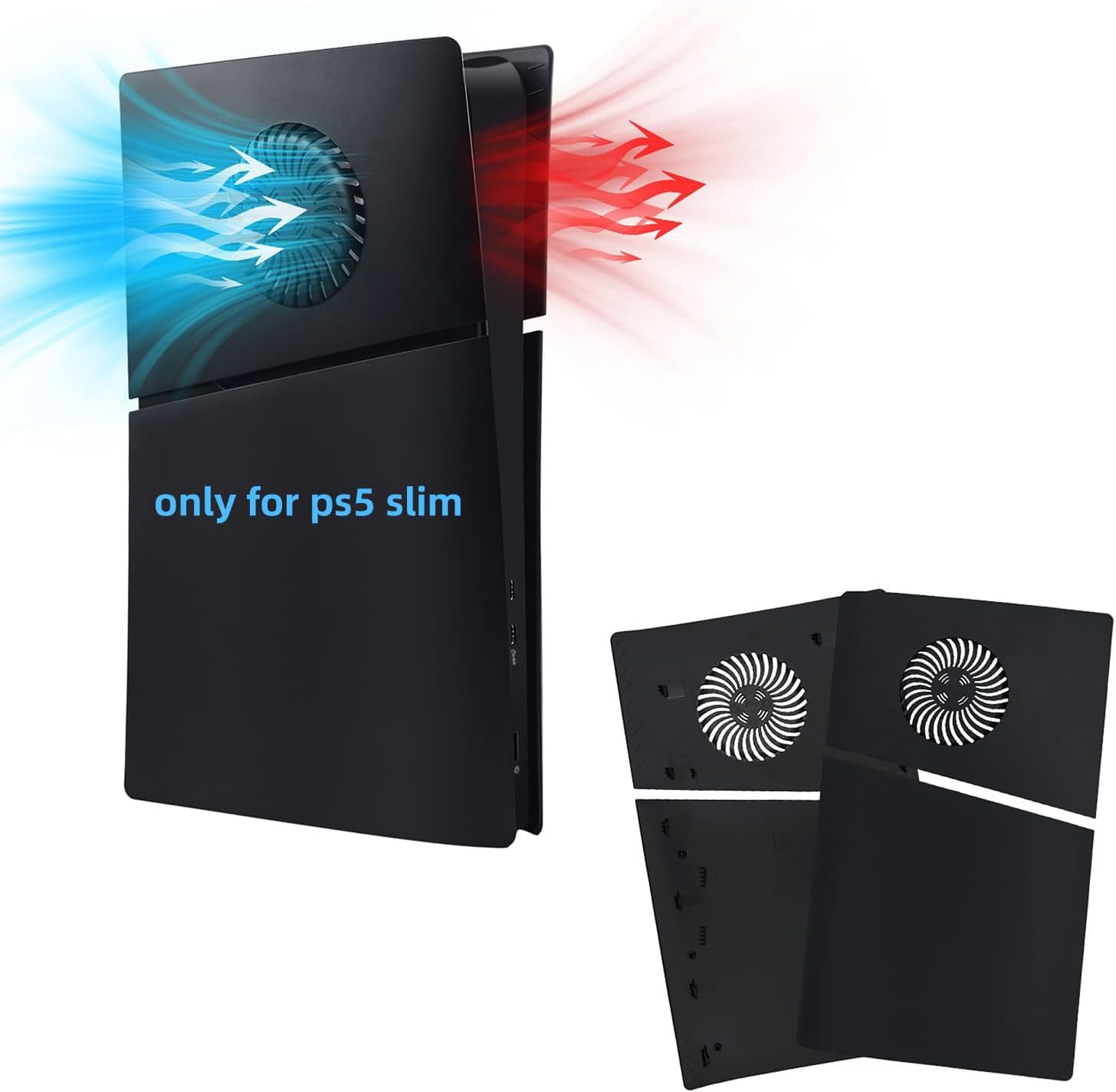 Face Plates for PS5 Slim Digital Edition Only, Anti-Scratch Replacement Panels Cover Plates Shell Case with Cooling Vent Compatible with Playstation 5 Slim Digital Edition Console - Black