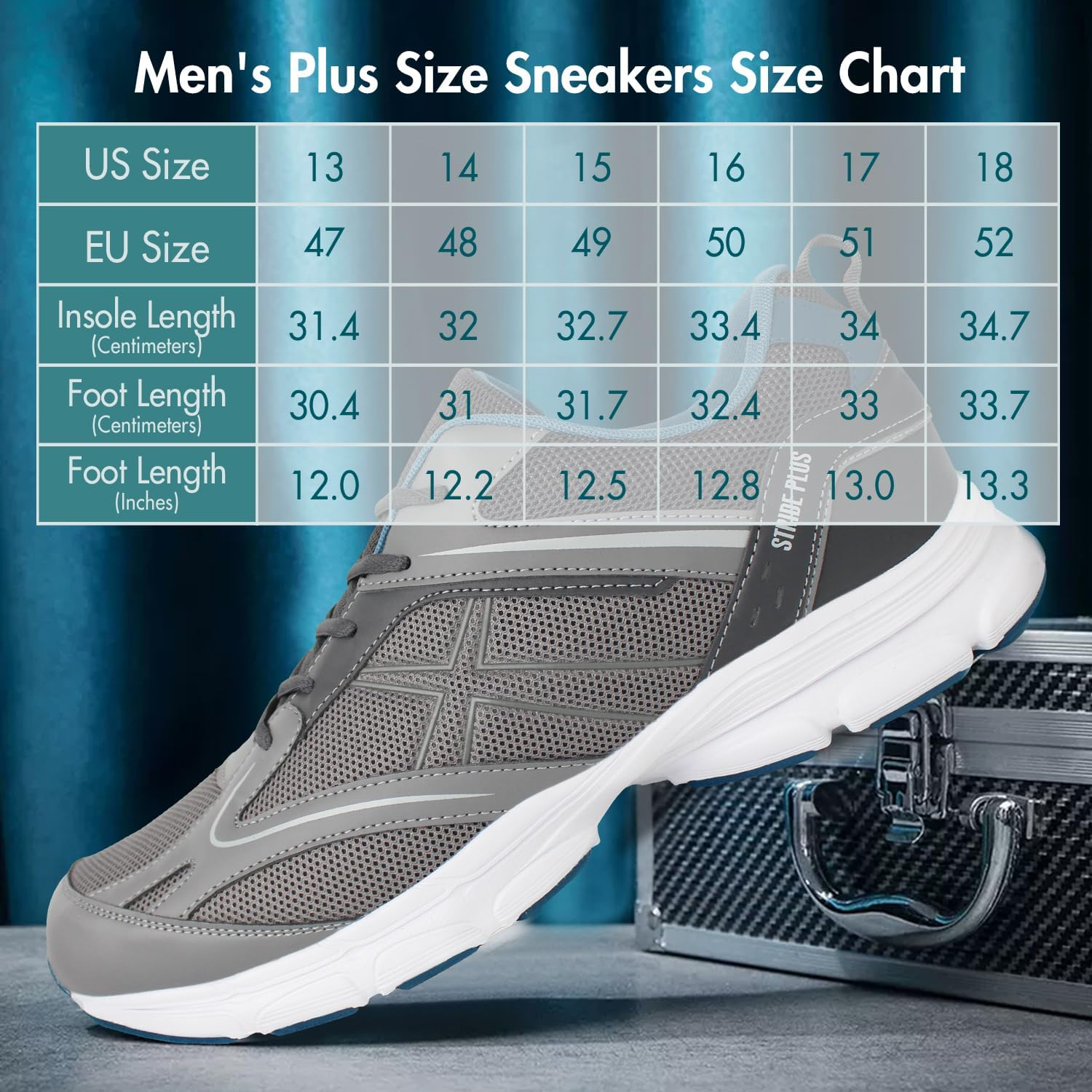 Hawkwell Men's Big Size Plus Size Casual Lightweight Walking Sneakers Sports ... - Picture 8 of 15
