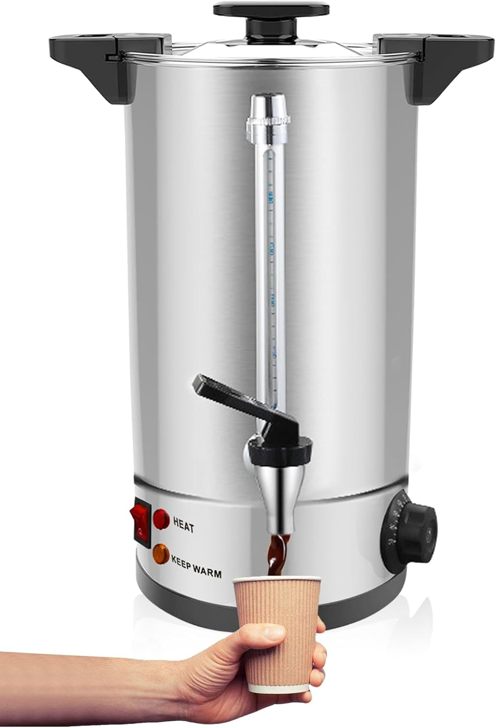 Electric 110-Cup Stainless Steel Coffee Percolator Urn - Fast Brew!