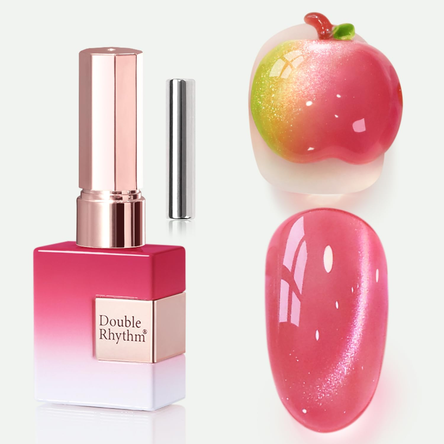 0.5 OZ Cat Eye Gel Polish with Magnet 15ML Holographic Glitter Shimmer Translucent Jelly Color Magnetic Nail Polish Salon DIY at Home (Red Pink-Mc1207)